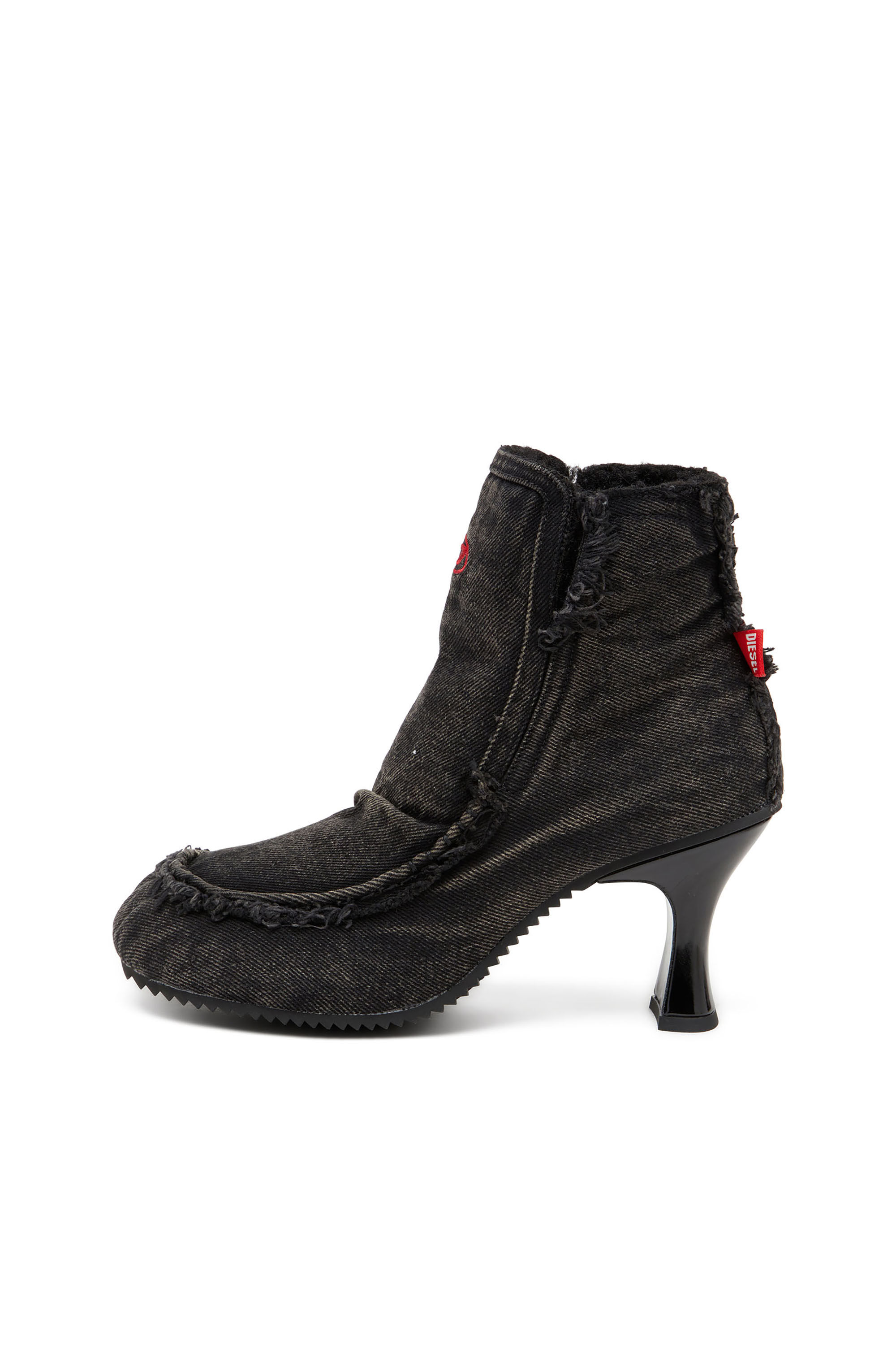 Diesel - D-WOODSTOCK HEEL AB, D-Woodstock - Bottes en denim à talon Femme in Noir - 8