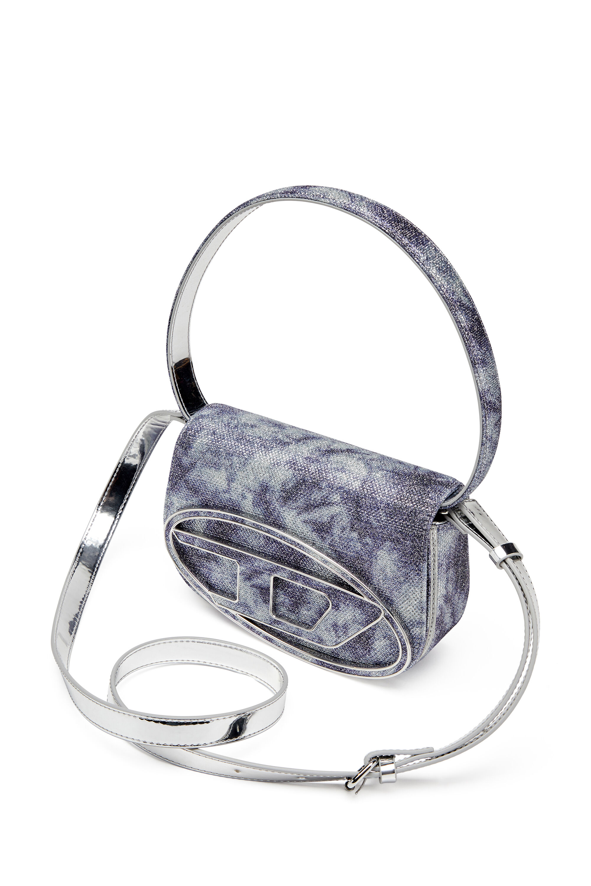 Diesel - 1DR, Damen 1DR-Ikonische Schultertasche aus schimmerndem Stoff in Blau - 2