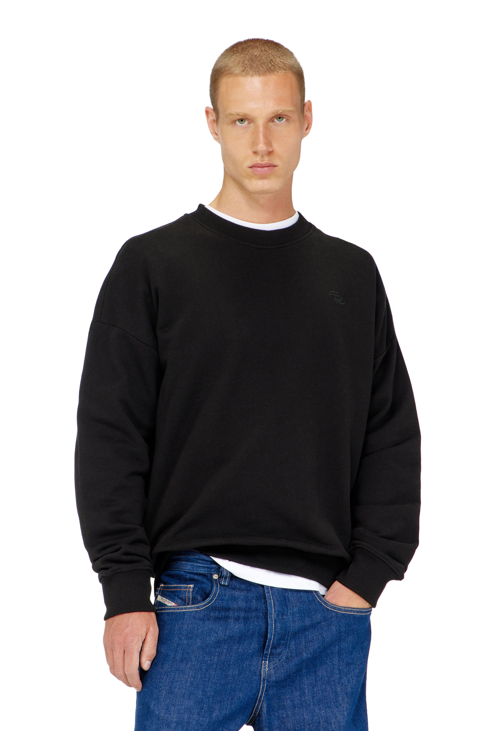 Diesel - S-ROB-MEGOVAL-D, Felpa con ricamo logo Uomo in Nero - 3