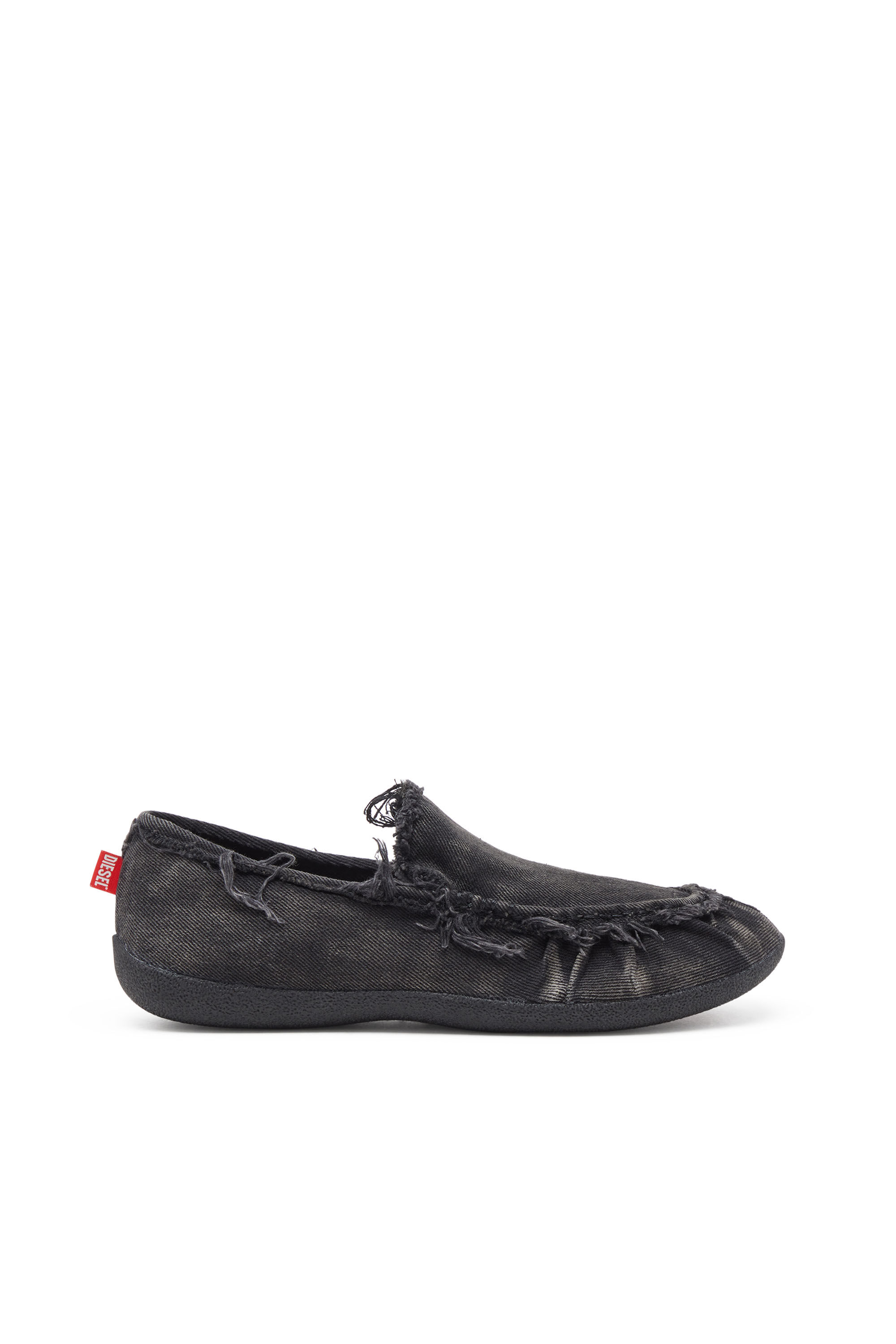Diesel - D-SHOCK MOC, D-Shock-Mocassini in denim distressed Uomo in Nero - 1
