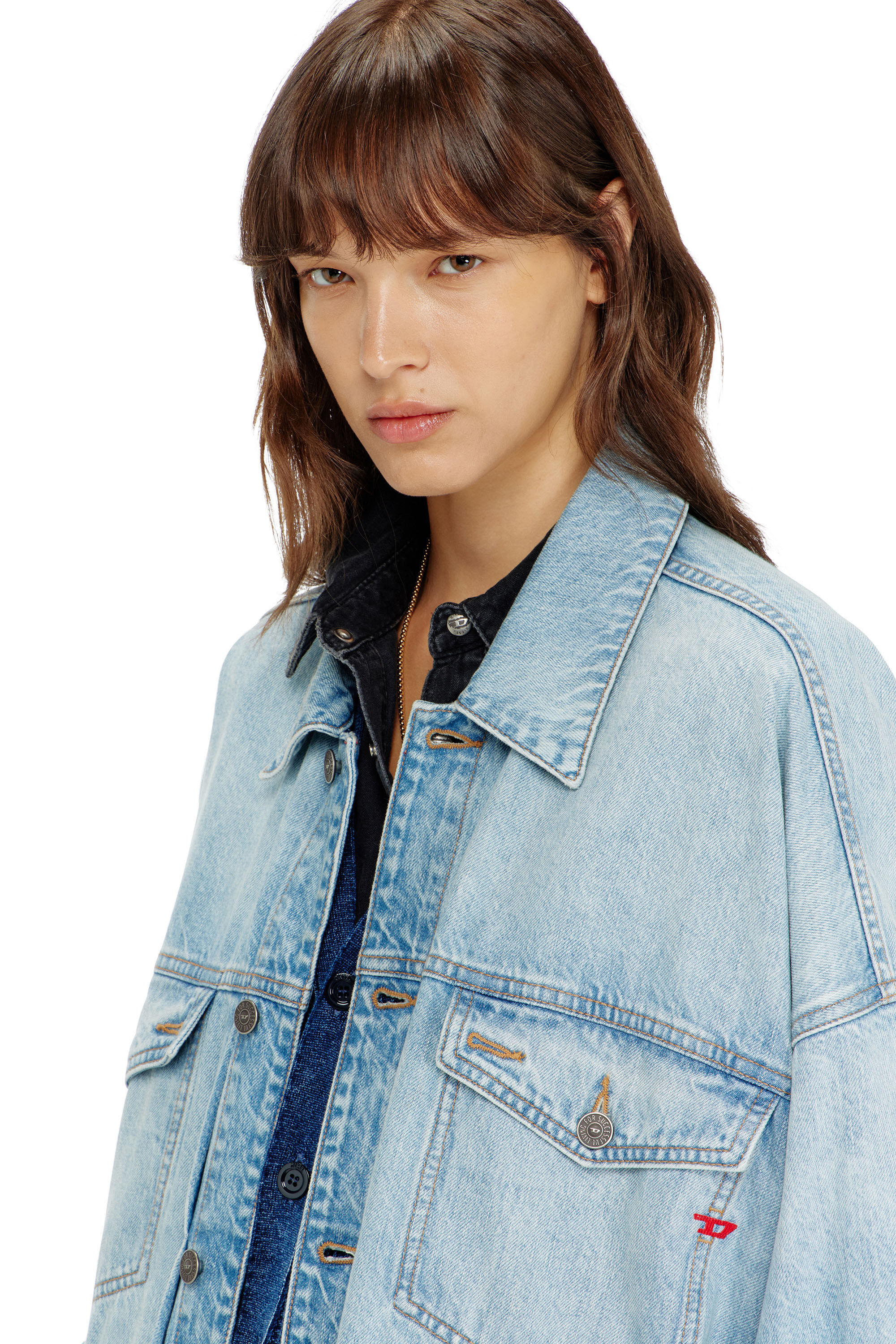 Diesel - DE-LIN, Giacca workwear in denim oversized Donna in Blu - 5