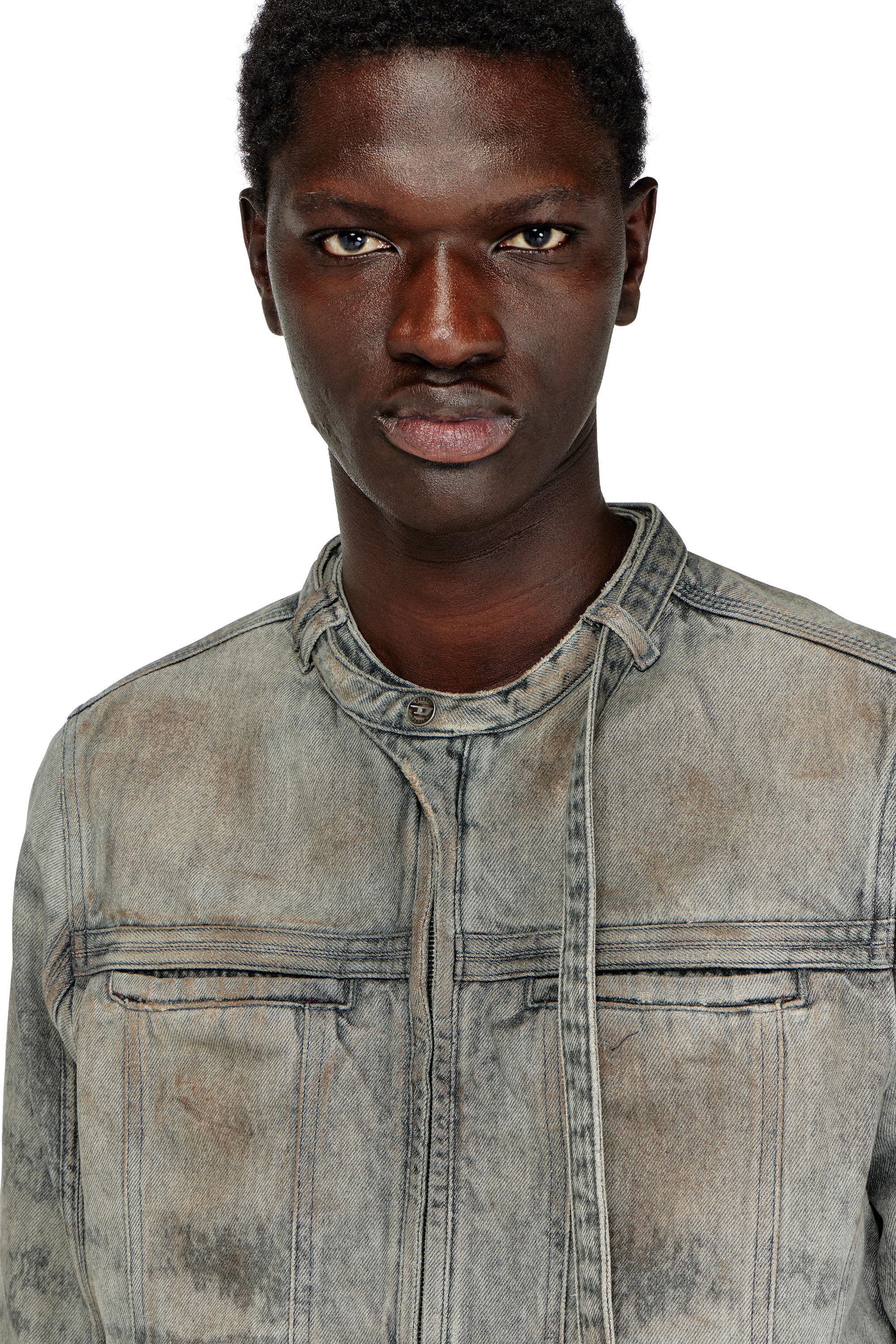 Diesel - D-VULMAR-FSI, Veste en denim satin de coton-chanvre Homme in Gris - 5