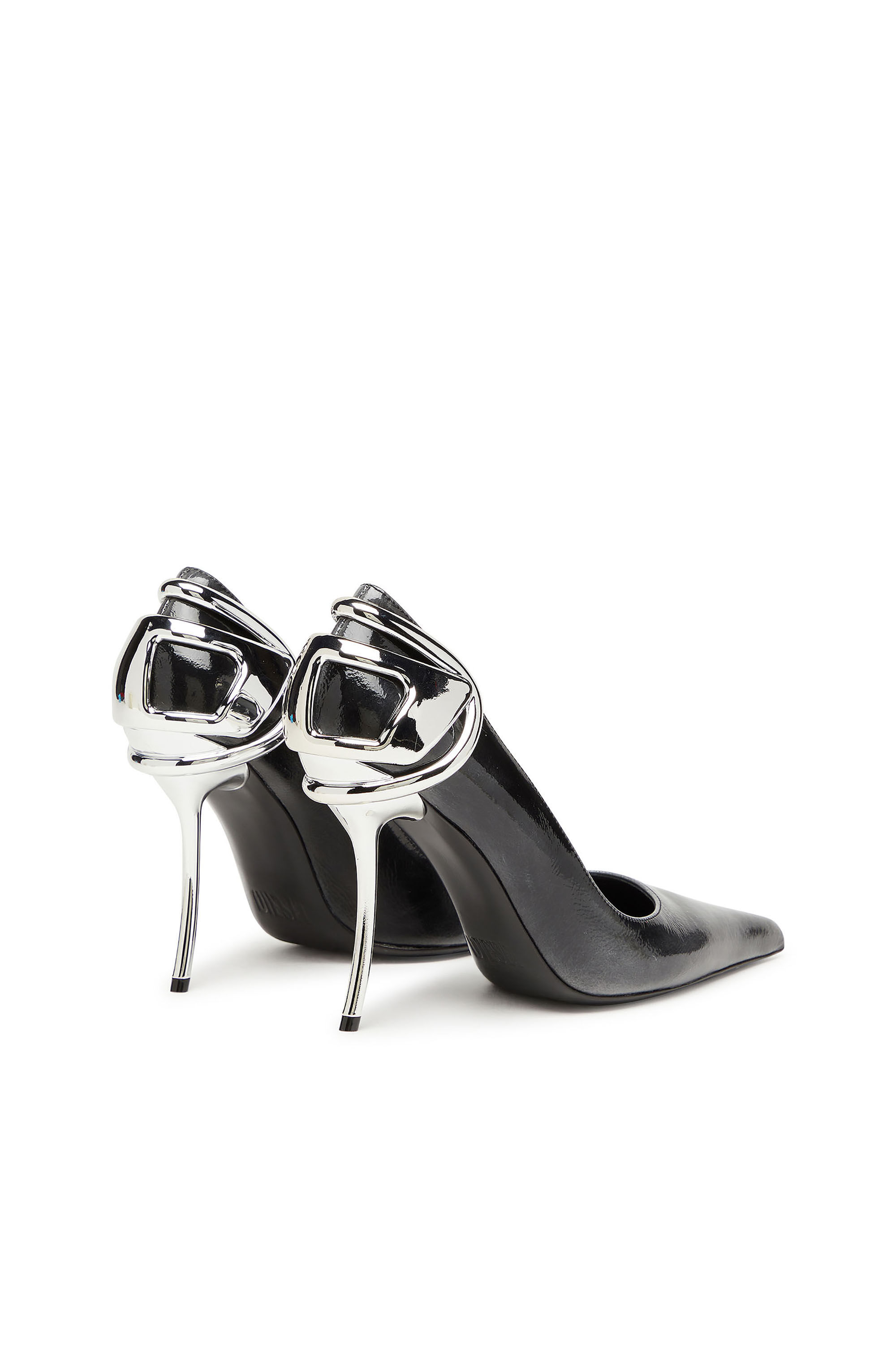Diesel - D-TEN&HALF P, Escarpins en cuir verni effet pull-up Femme in Noir - 3