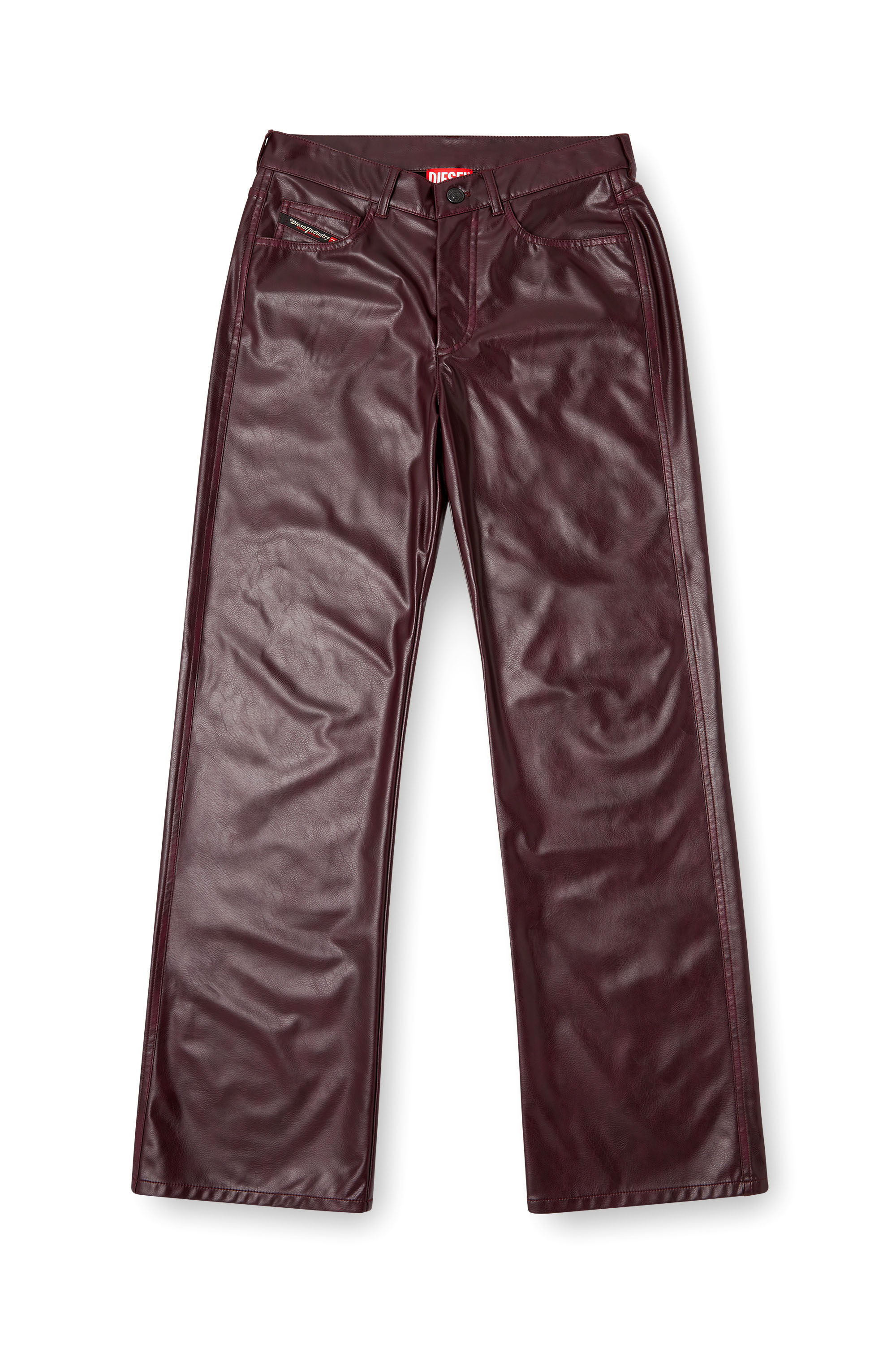 Diesel - FR-P-LAIN, Pantaloni burgundy in tessuto coated Donna in Rosso - 2
