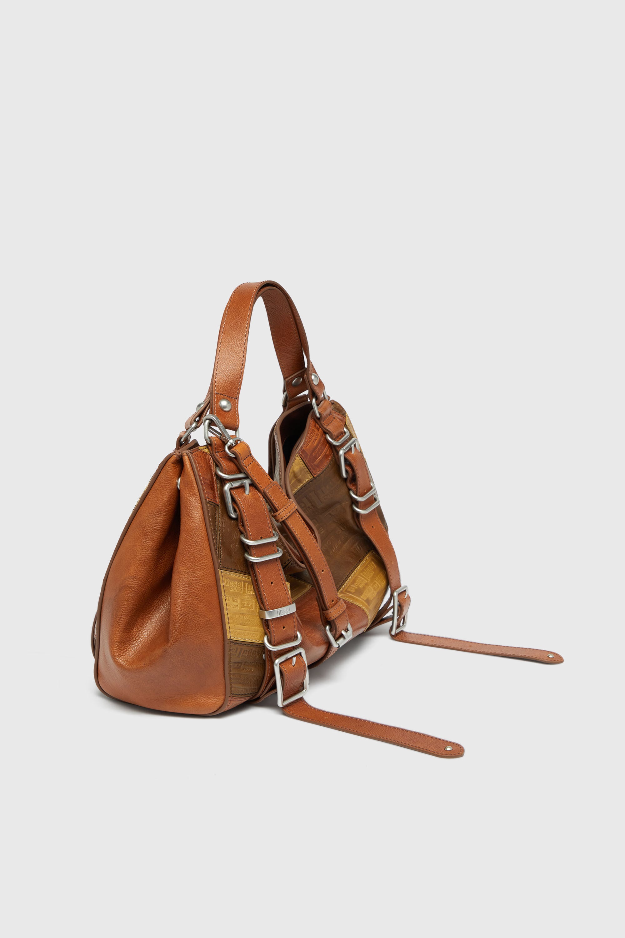 Diesel - D-ONE TOPHANDLE M, D-One-Borsa media a mano in pelle patchwork Unisex in Marrone - 5