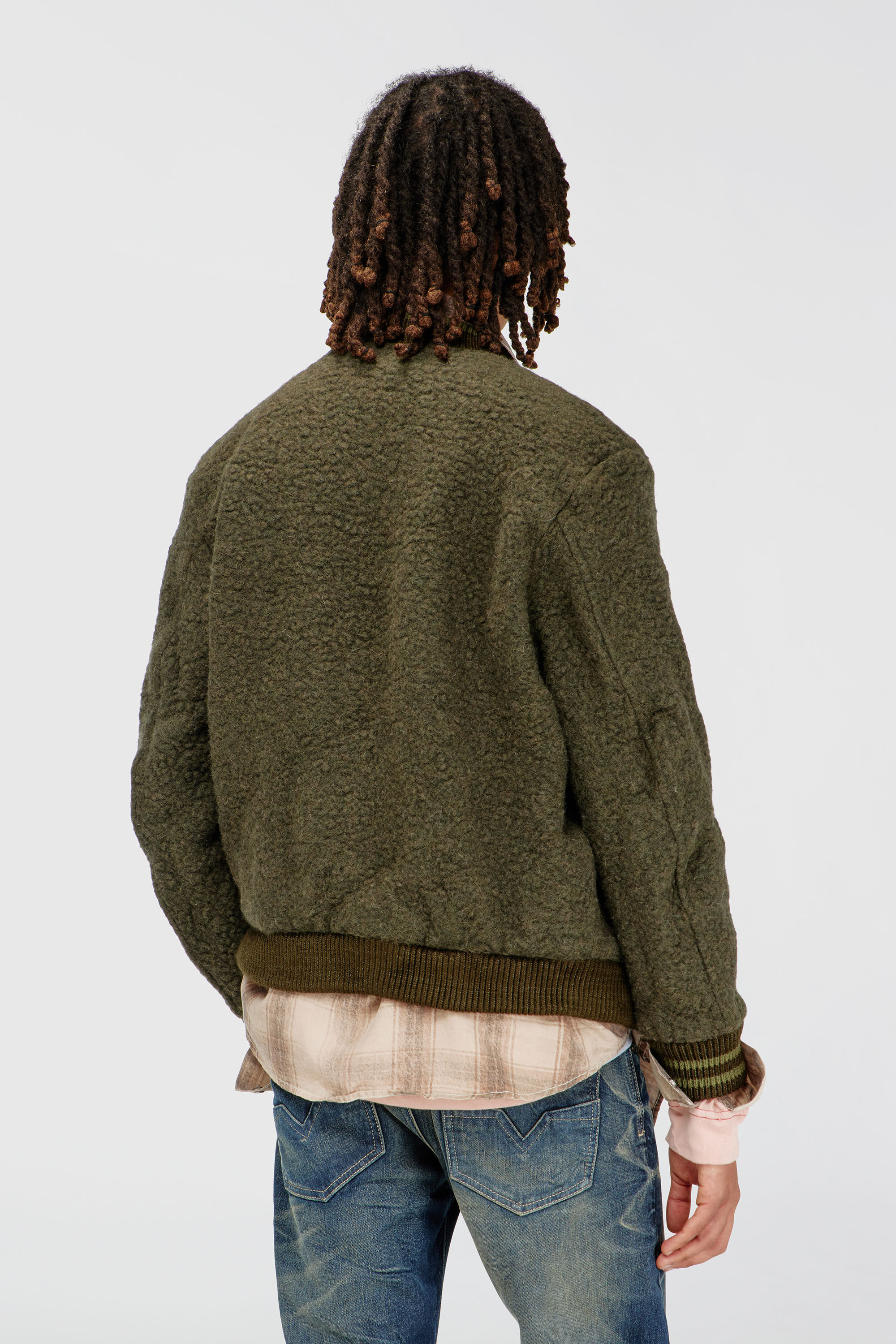 Diesel - S-REDS, Bomber in misto lana con bordi a costine Uomo in Verde - 4