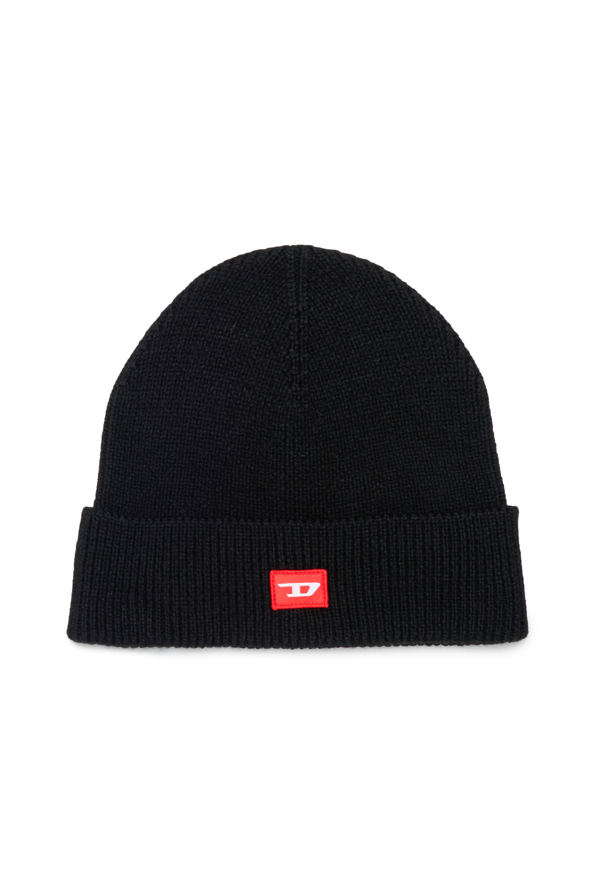 Diesel - FLOT, Berretto in misto lana con patch D logo Unisex in Nero - 1