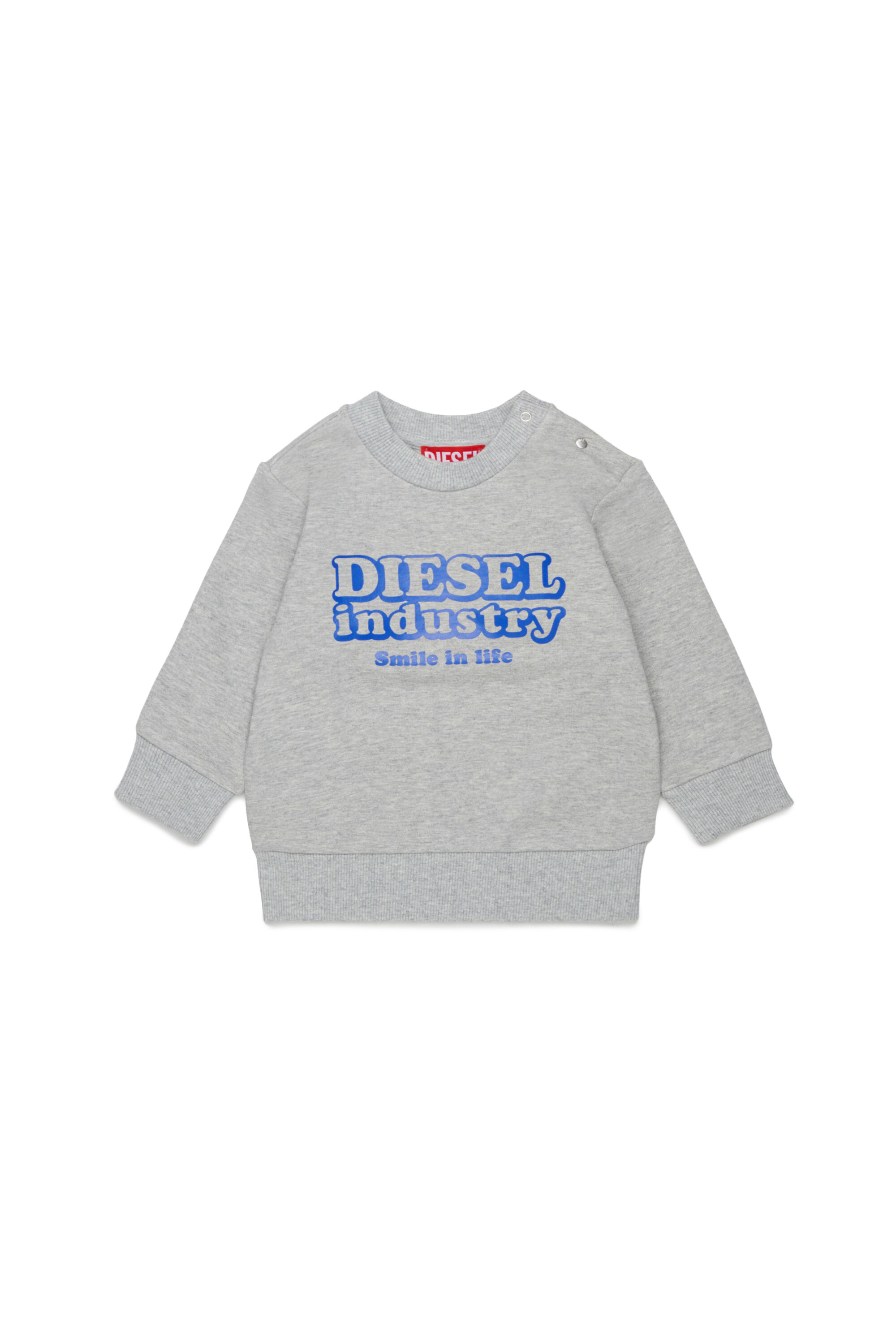 Diesel - SLODIMB, Sweatshirt en coton avec imprim&eacute; Diesel Industry Homme in Gris - 1