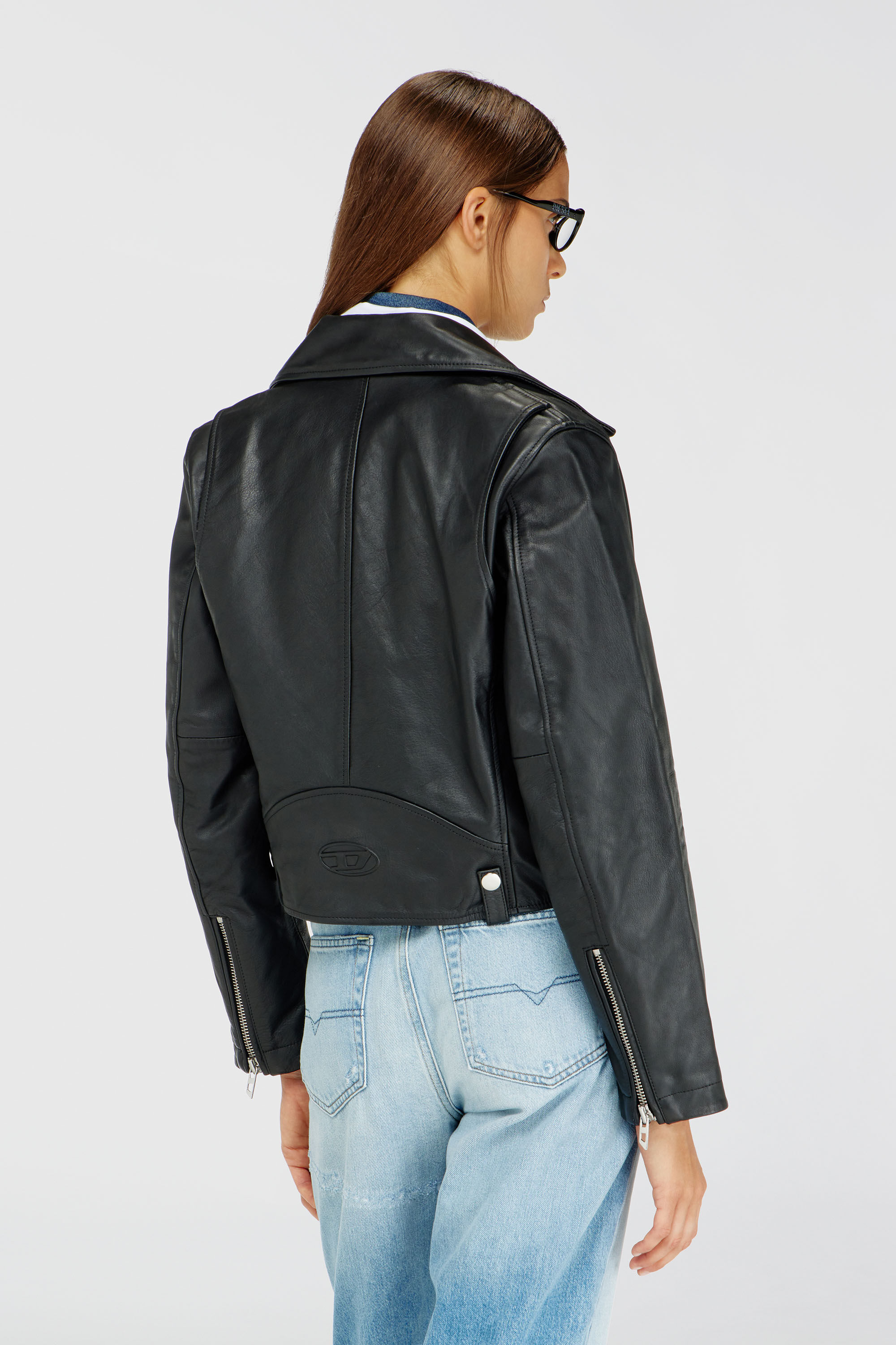 Diesel - L-UNATIC, Damen Bikerjacke aus gewachstem Leder in Schwarz - 4
