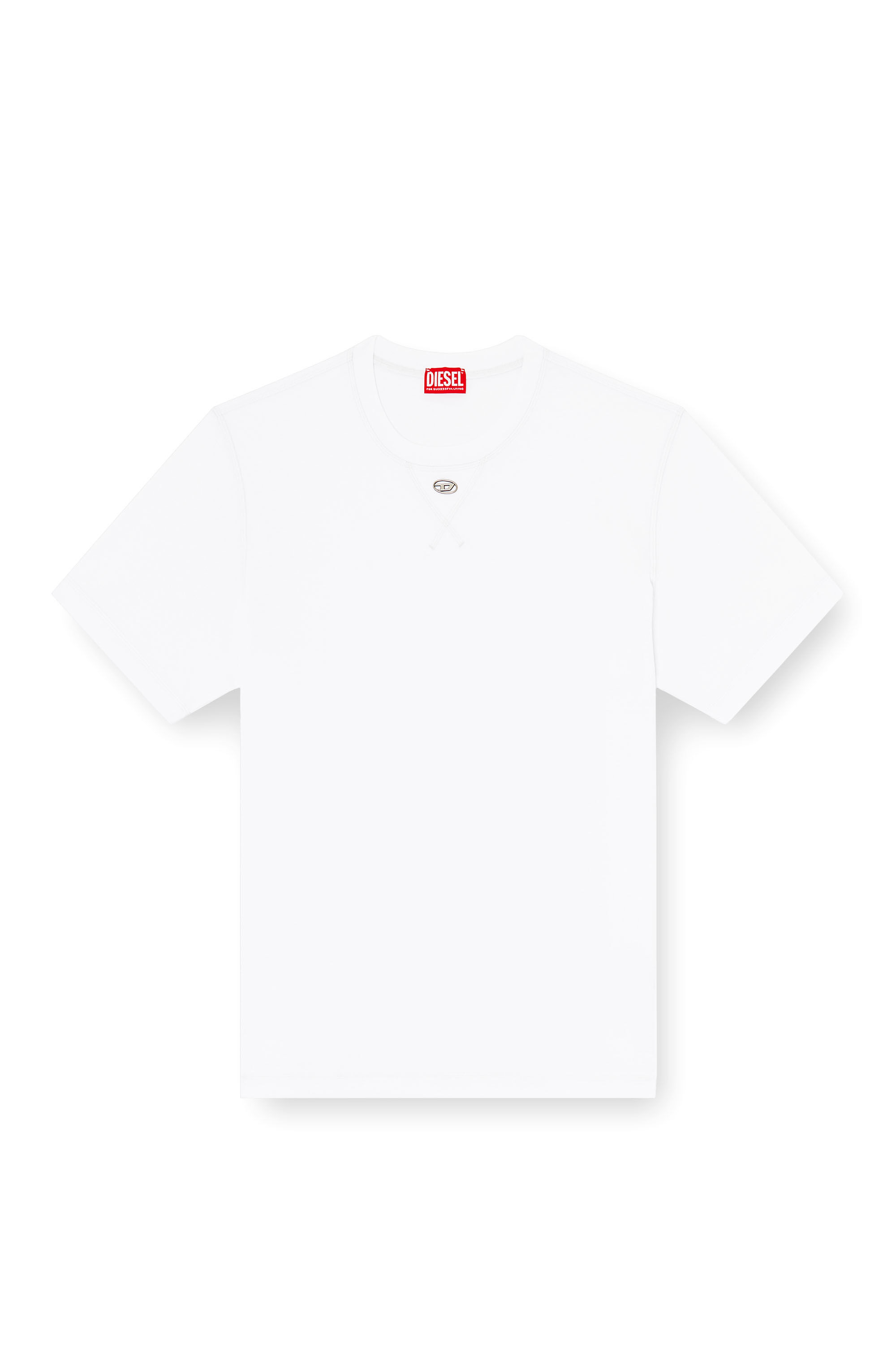 Diesel - T-MADJUST-TR, T-shirt regular con girocollo e Oval D Uomo in Bianco - 2