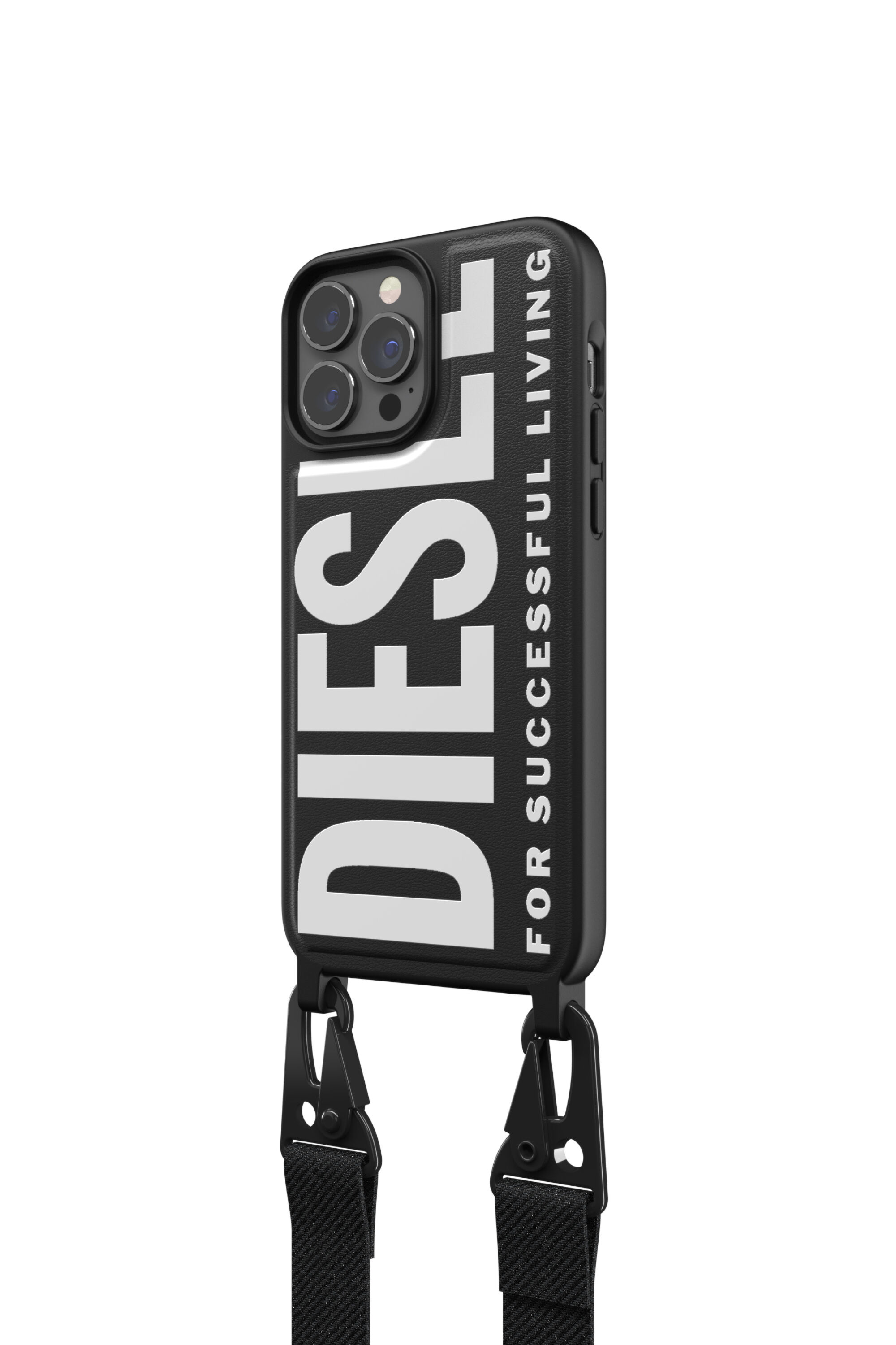Diesel - 47170 NECKLACE CASE, Custodia rigida con cordino per iPhone 13 Pro Max Unisex in Nero - 4