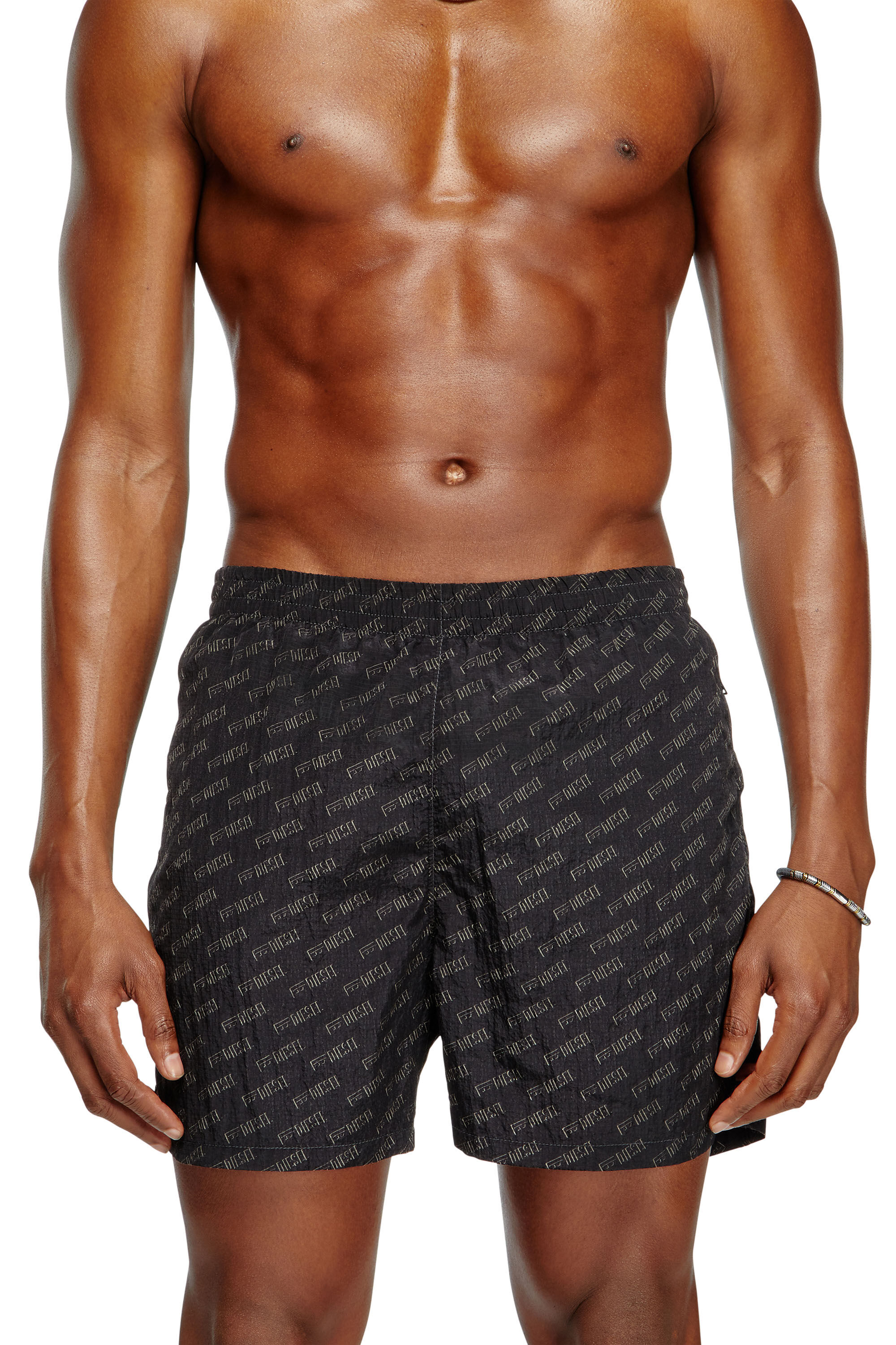 Diesel - DANIEL-41-MONO-UTLT, Herren Mittellange Badeshorts mit Allover-Logo in Schwarz - 1