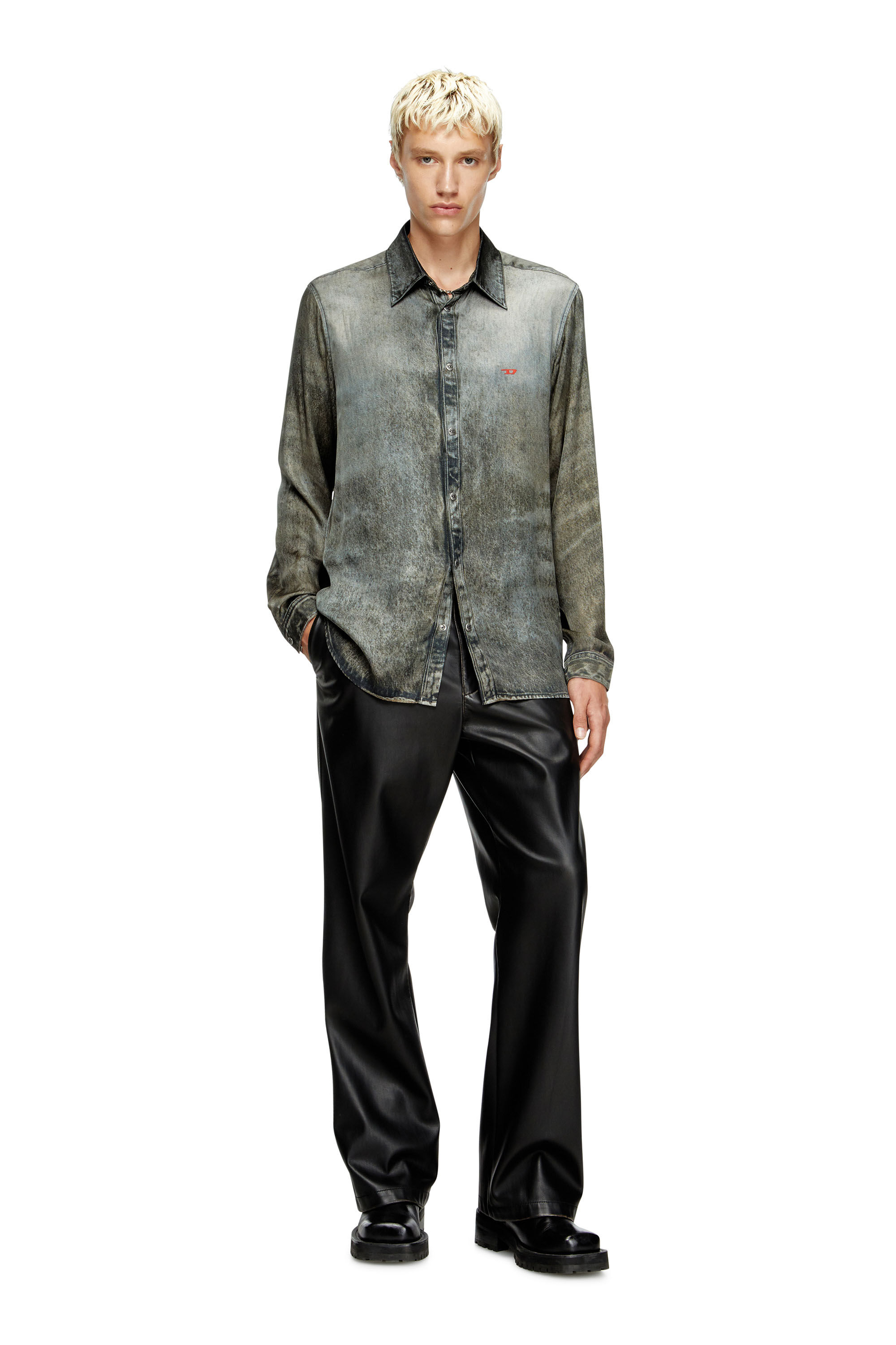 Diesel - S-SIMPLY-LKCT, Herren Hemd aus Viskose im Denim-Look in Schwarz - 1