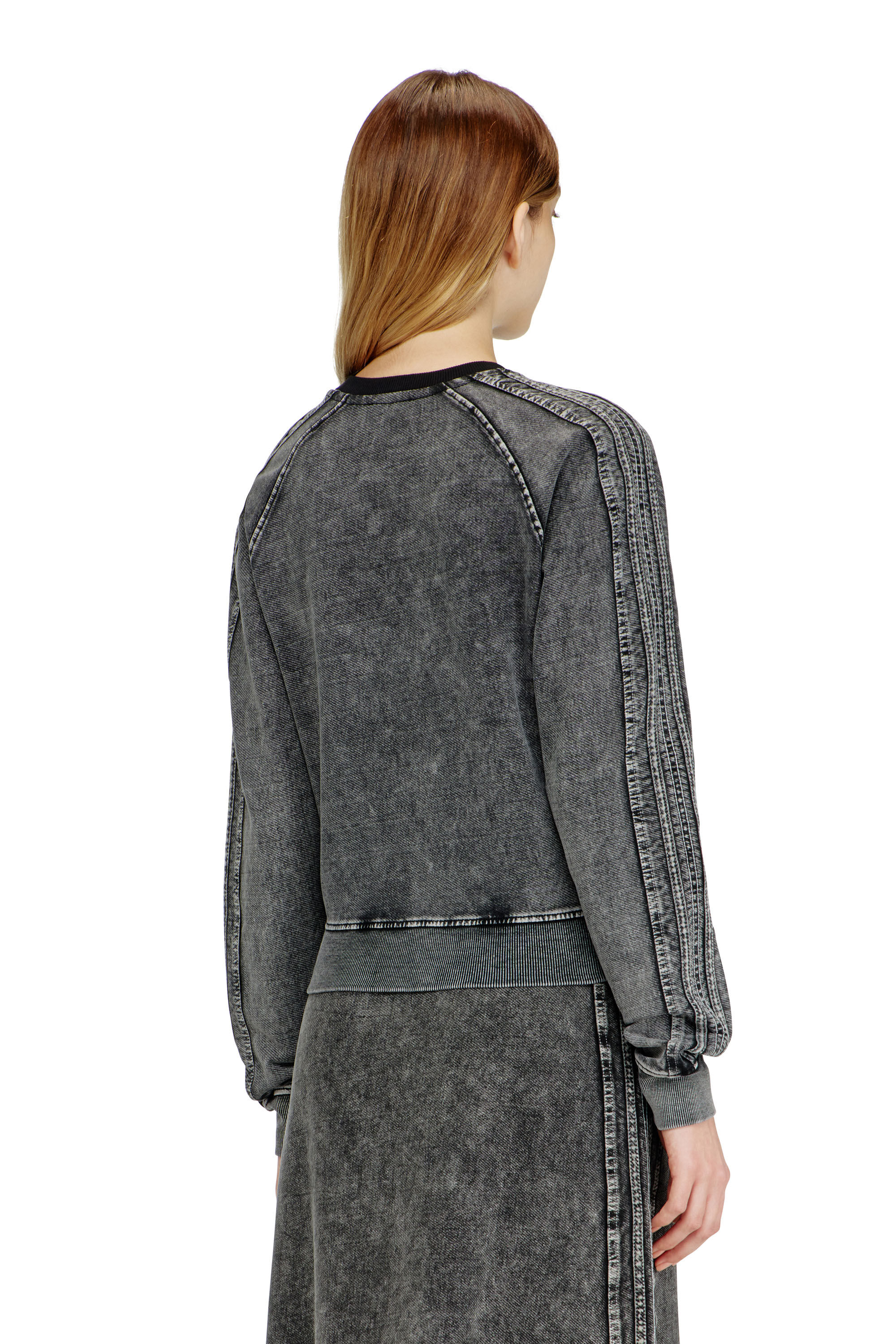 Diesel - F-ALPY, Damen Sweatshirt mit B&auml;ndern und Oval-D-Stickerei in null - 4