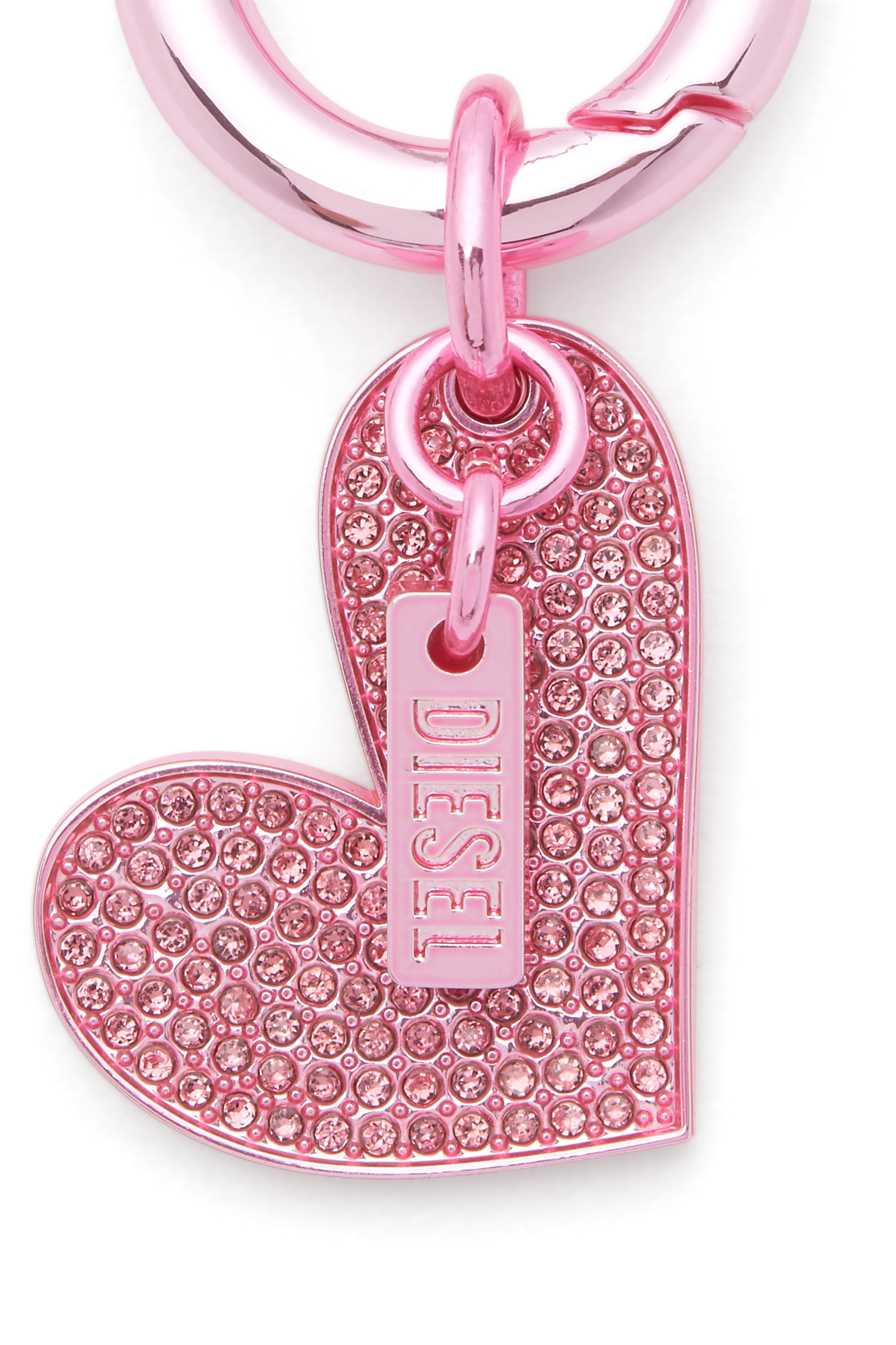 Diesel - CHARM-HEART, Charm a forma di cuore in metallo con strass Donna in Rosa - 2