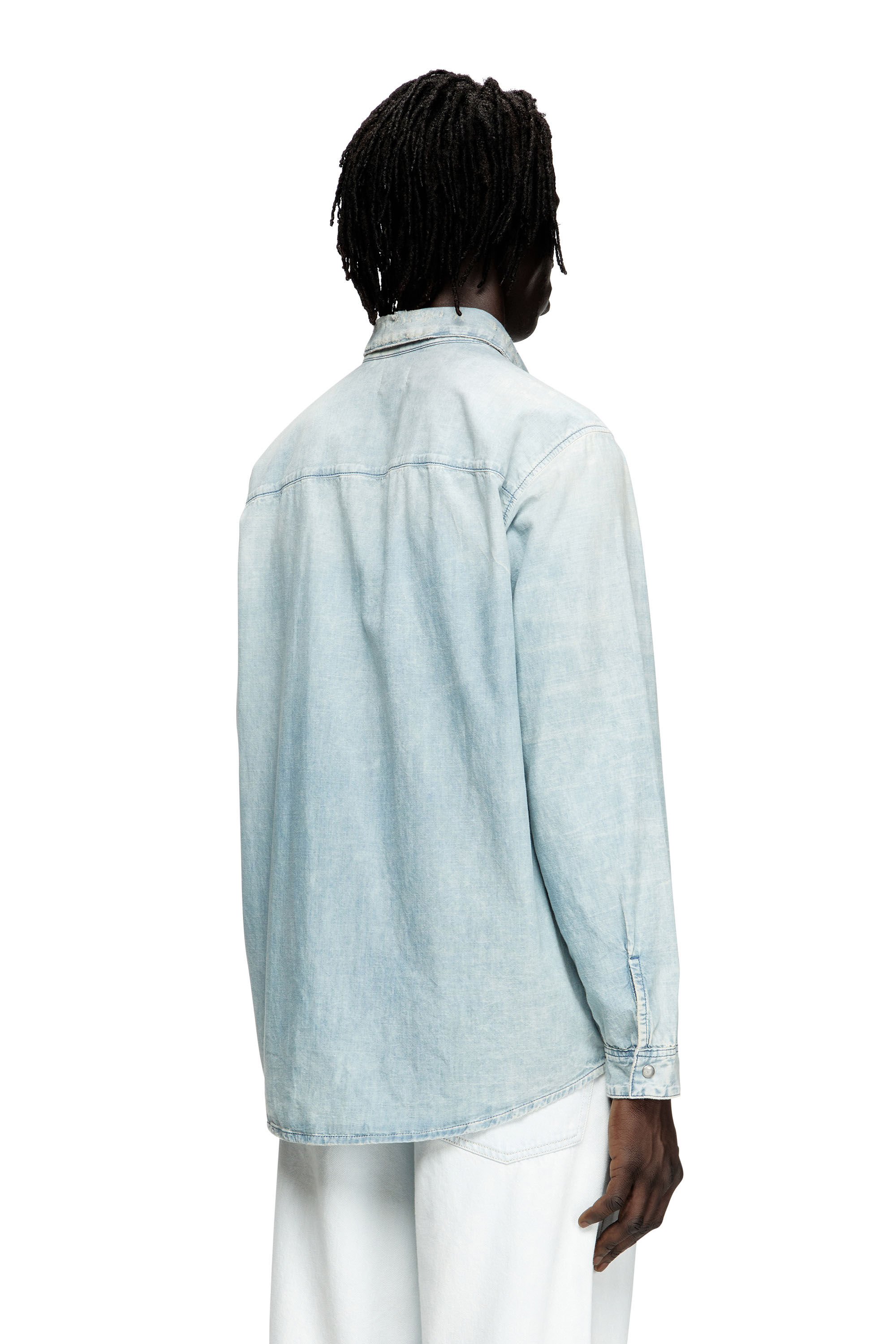 Diesel - D-SIMPLY, Camicia in denim effetto bleach Uomo in Blu - 4