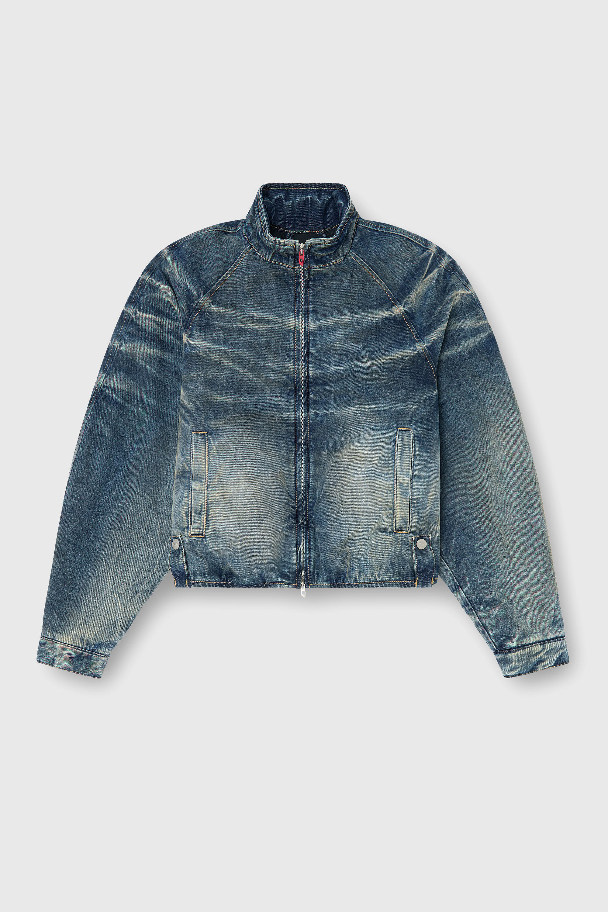 Diesel - DE-BARUS-FSJ1, Giacca imbottita in denim effetto sporco e stropicciato Donna in Blu - 2