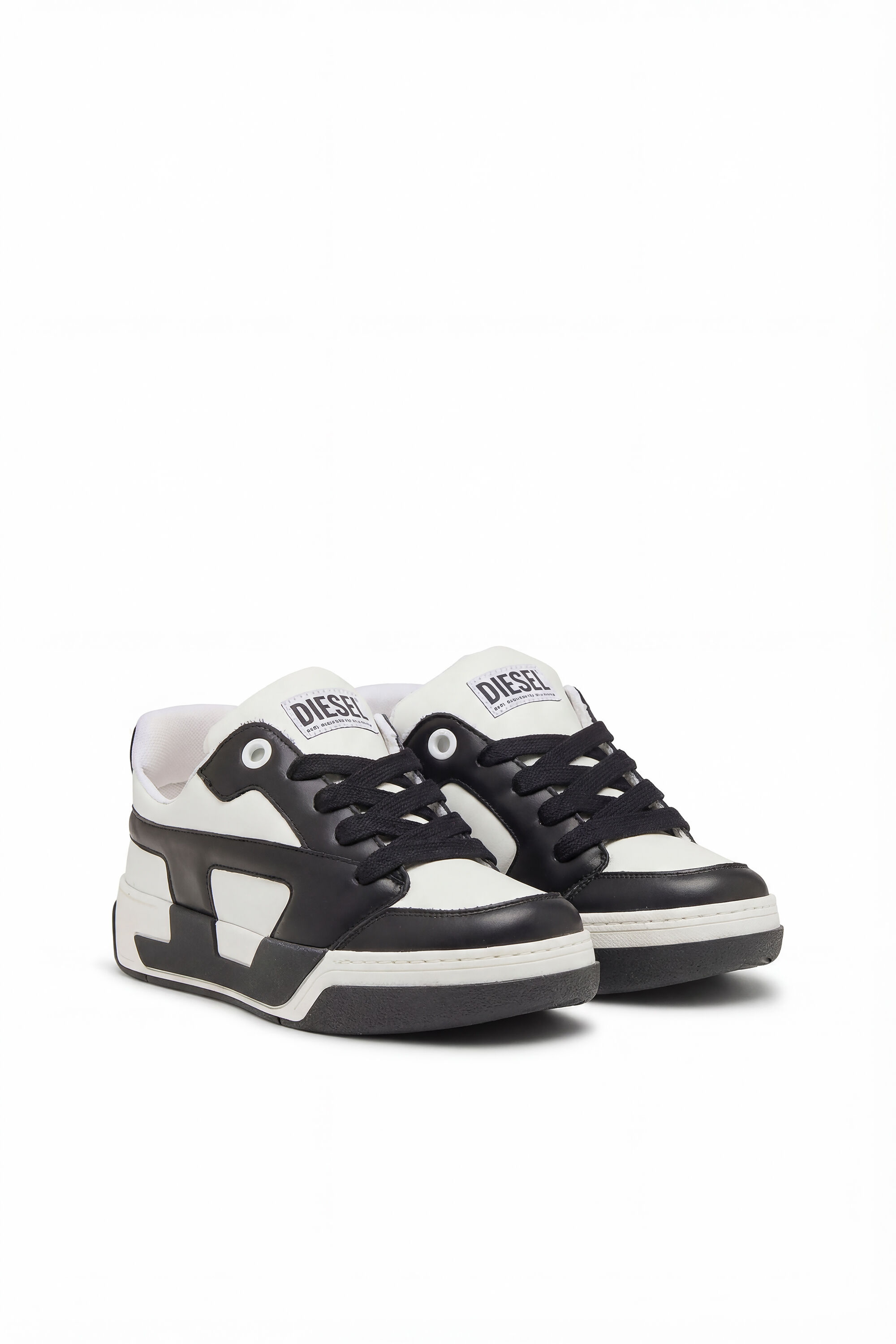 Diesel - S-D-OLLIE LOW, D-Ollie-Baskets en cuir bicolore Homme in Blanc - 2