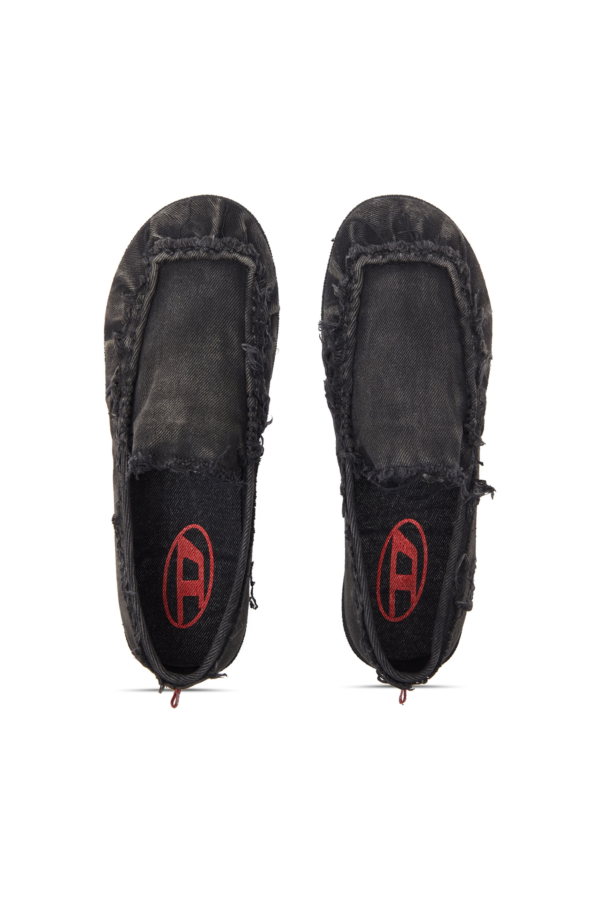 Diesel - D-SHOCK MOC, D-Shock-Mocassini in denim distressed Uomo in Nero - 5