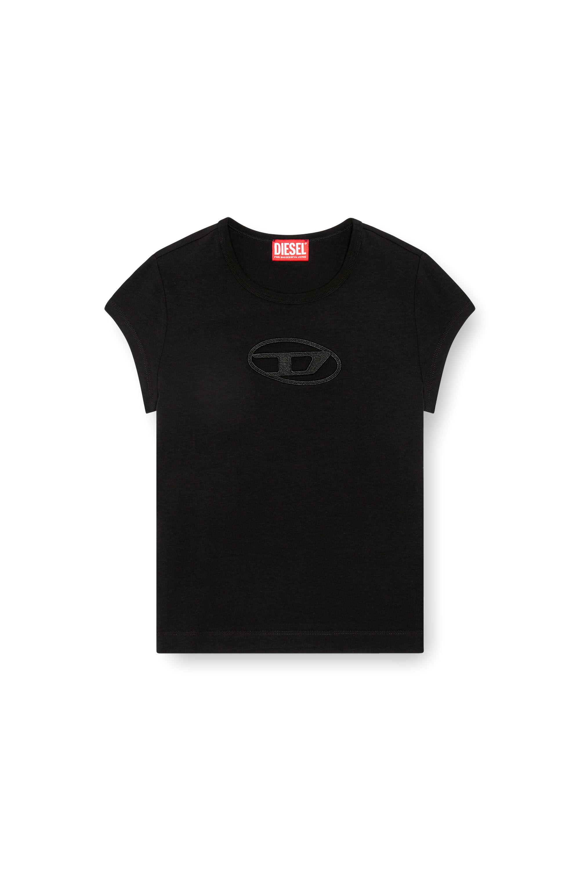 Diesel - T-ANGIE, Femme T-shirt avec logo peek-a-boo in Noir - Image 2