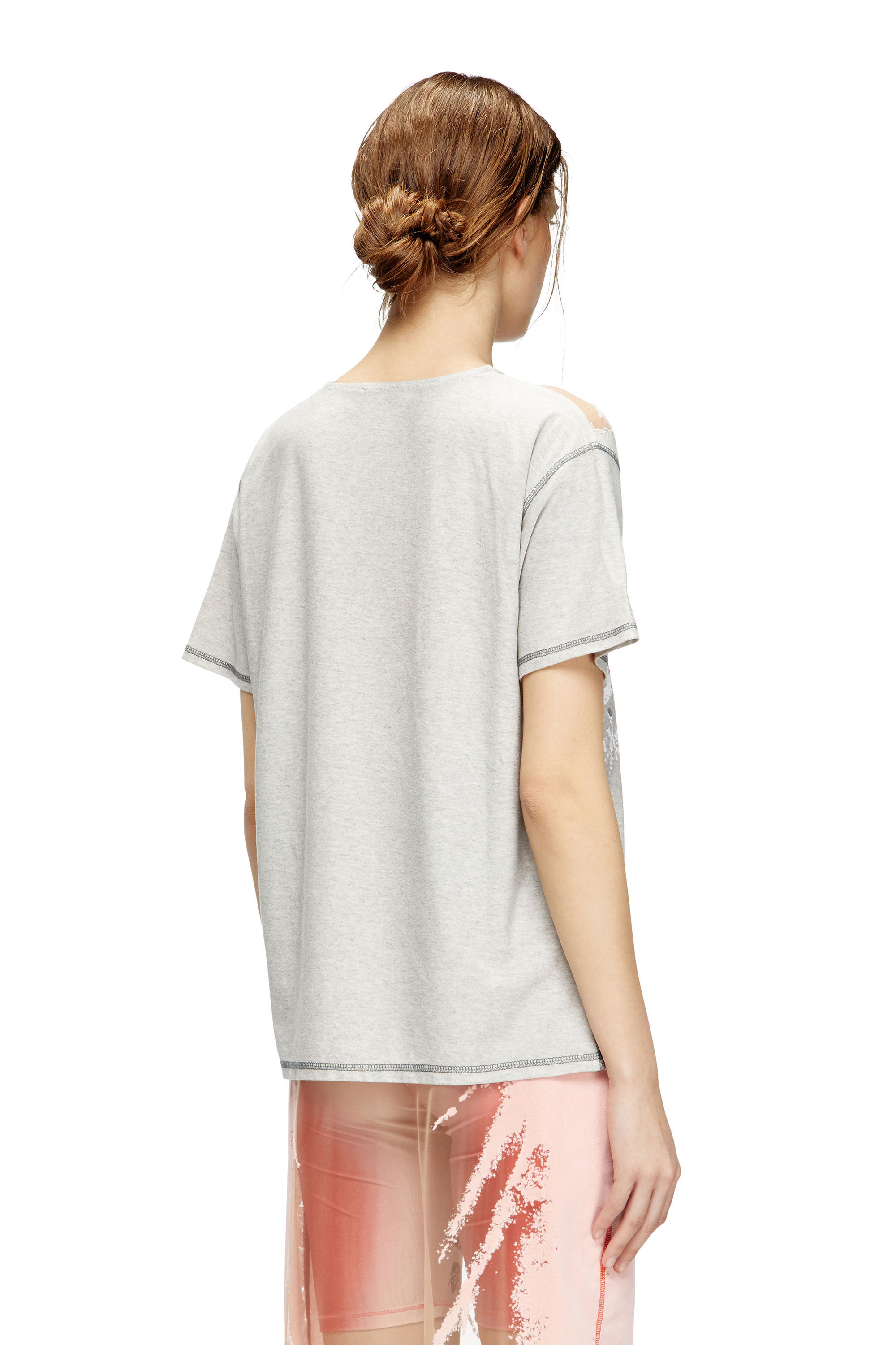 Diesel - T-NORMAC, T-shirt girocollo con stampa DJ Donna in Grigio - 4