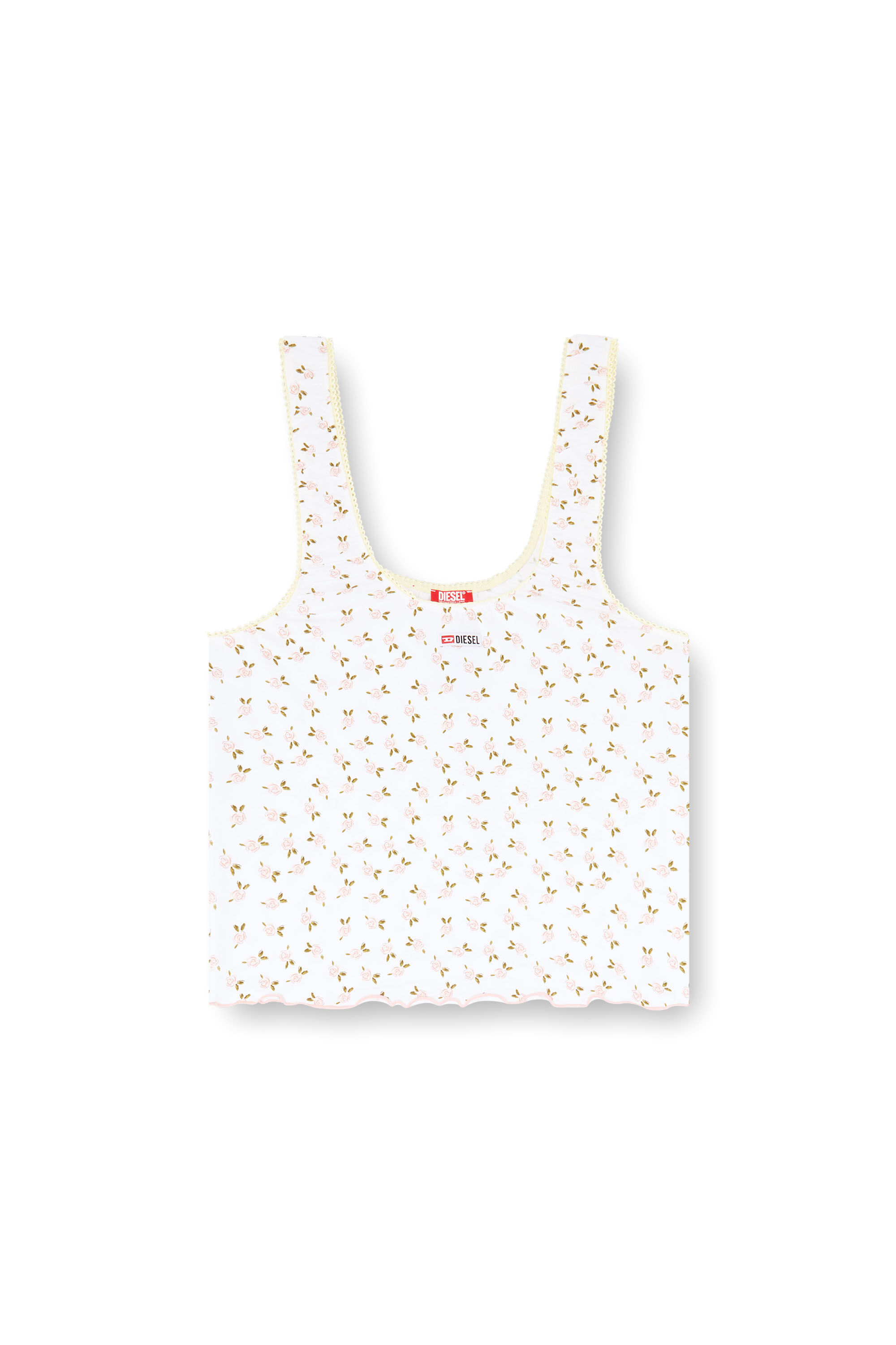 Diesel - GEORGIE-D-CORE, Canotta in cotone stretch con stampa floreale Donna in Bianco - 2