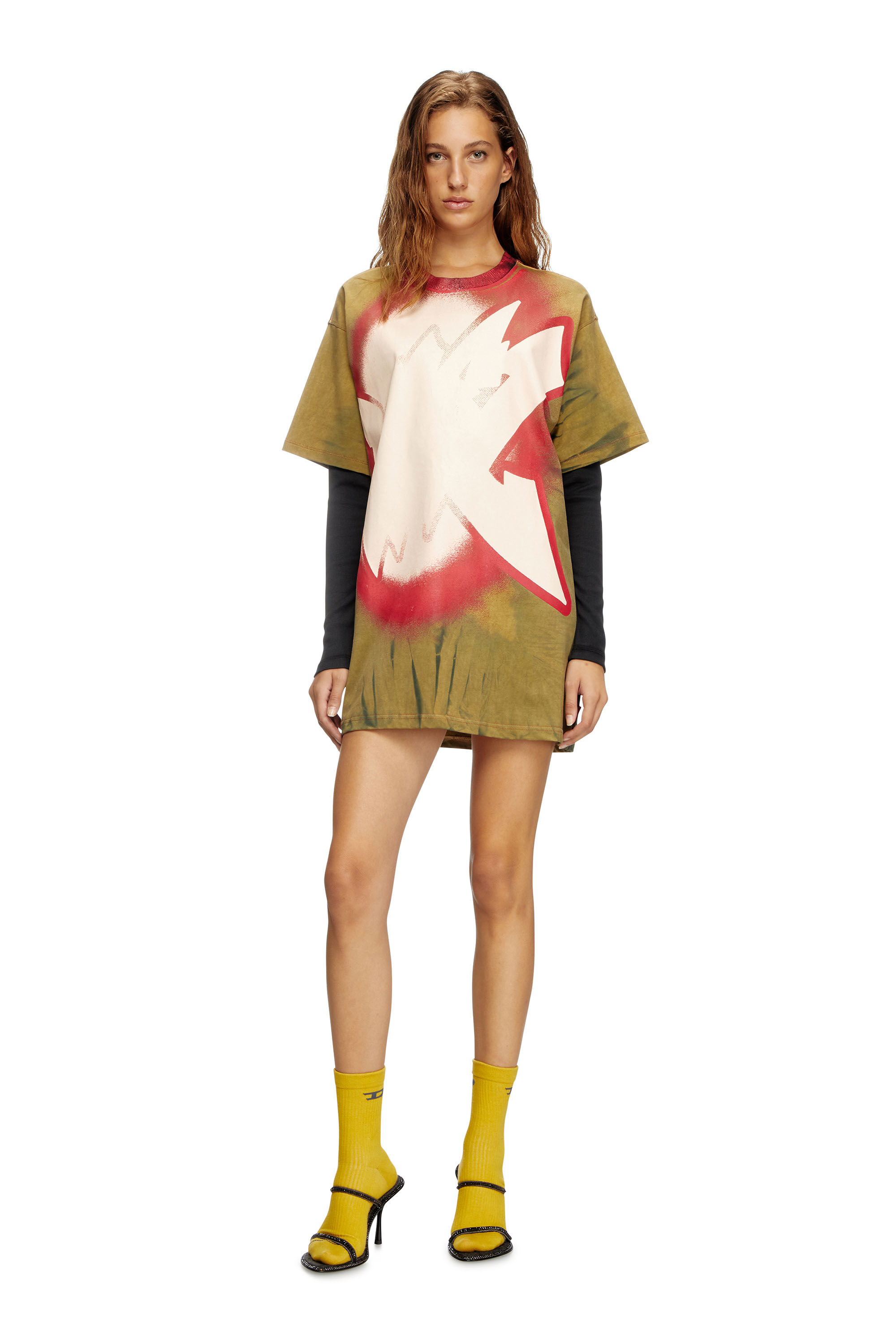 Diesel - D-FANTY, Robe t-shirt avec superpositions Femme in Marron - 3