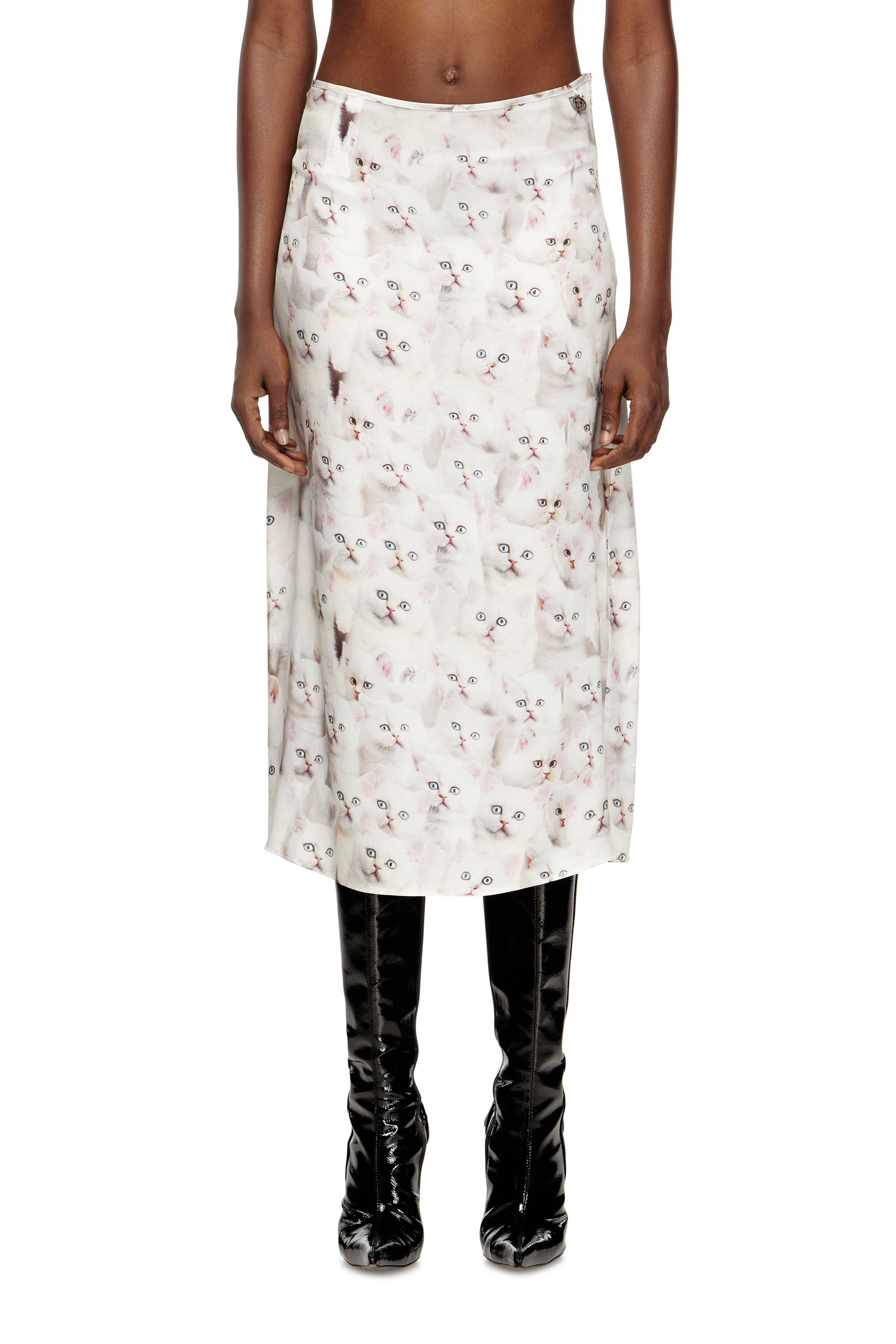 Diesel - O-RCHID-R1, Damen Midirock aus Viskose mit Allover-Print in null - 3