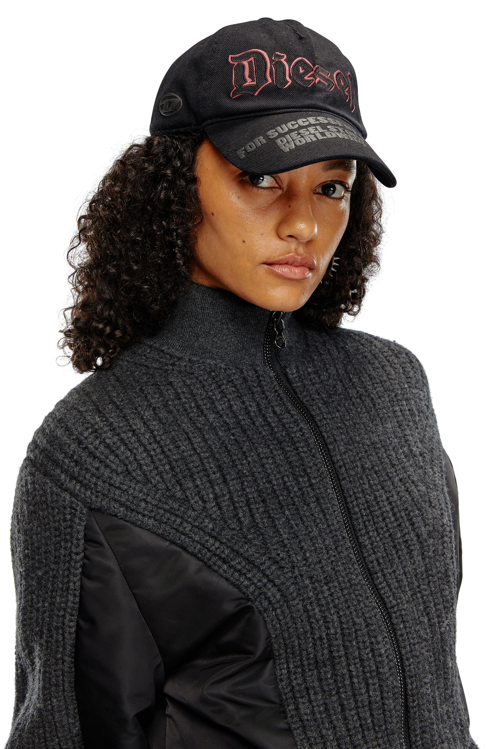 Diesel - M-ODENA, Femme Veste en maille de laine et nylon matelassé in Noir - Image 5