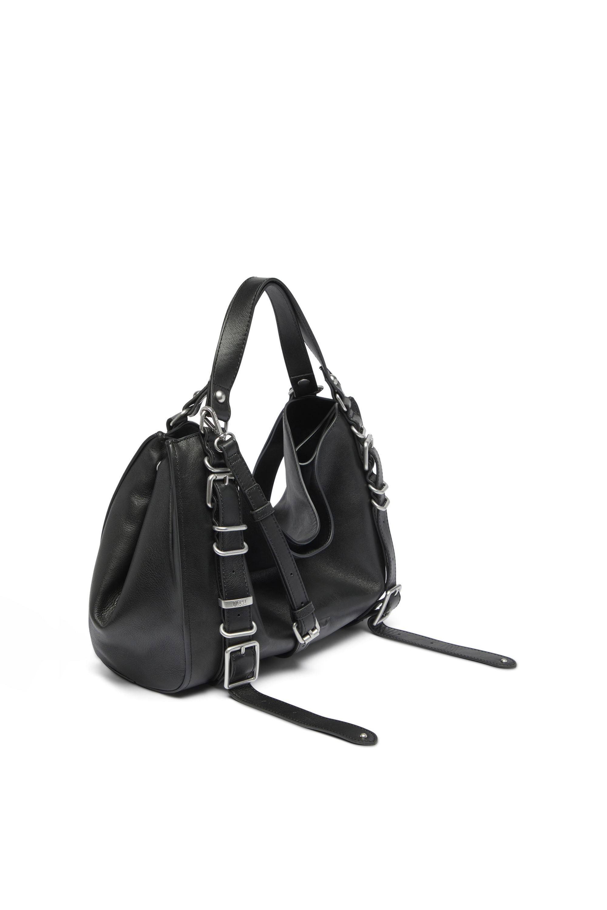 Diesel - D-ONE TOPHANDLE M, Unisex D-One-Medium Henkeltasche aus behandeltem Leder in Schwarz - 4