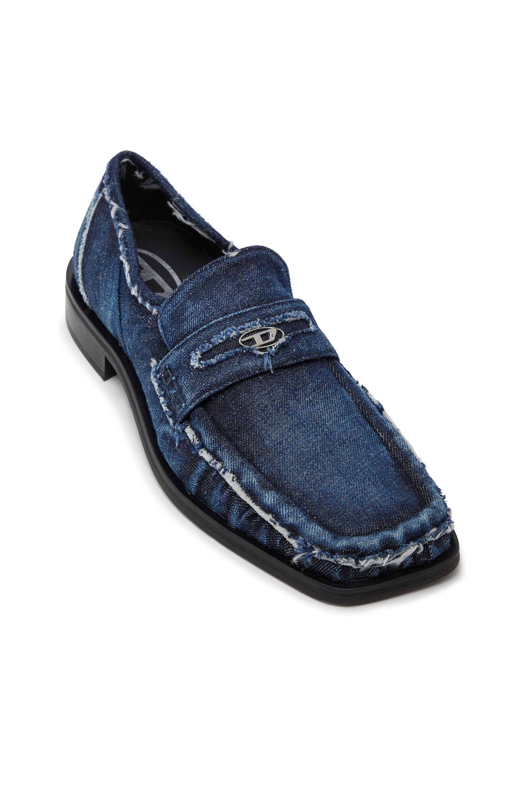 Diesel - D-AMBER LOAFER, D-Amber - Penny loafers in denim a taglio vivo Uomo in Blu - 6