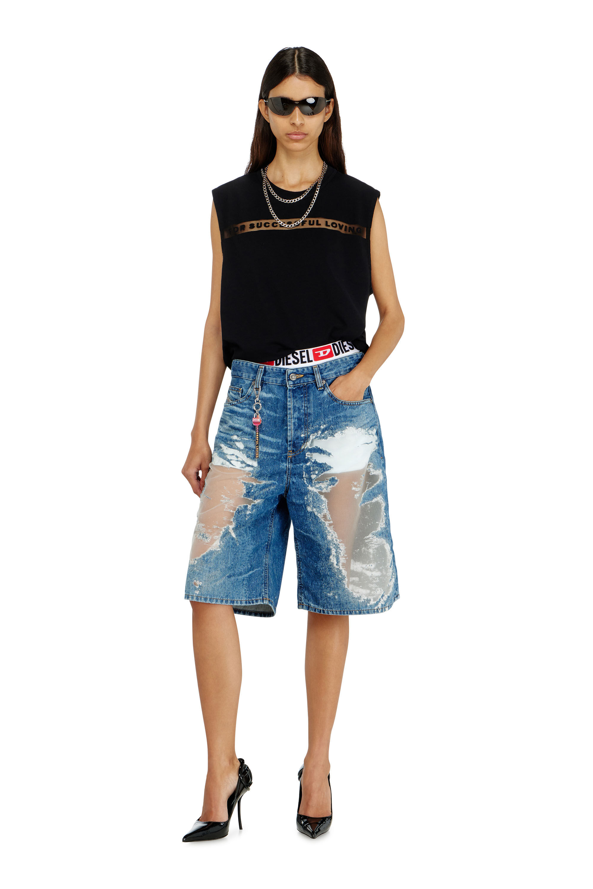 Diesel - PR-T-NORM-BISC-MATI-R, Canotta con logo For Successful Loving Unisex in Nero - 7