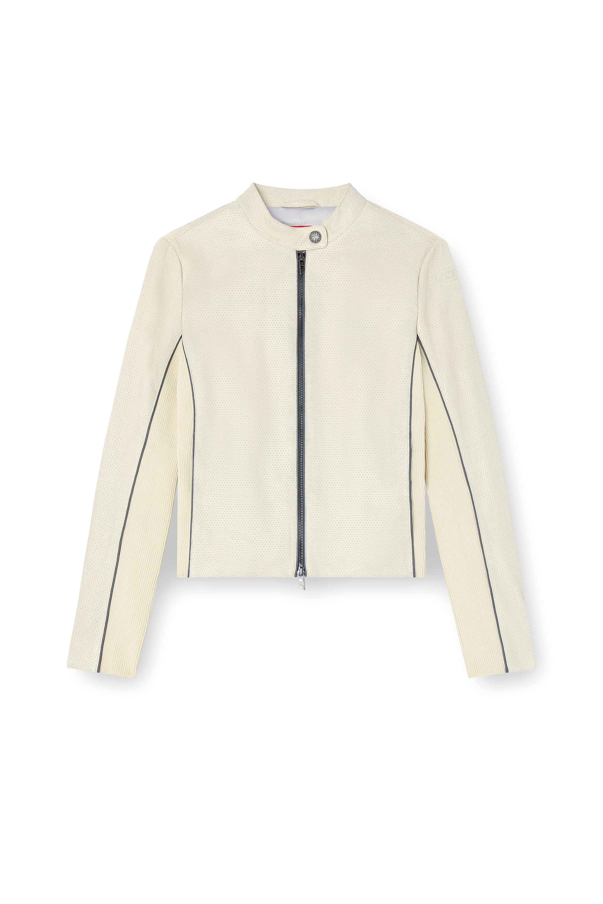Diesel - L-IBRA, Damen Bikerjacke aus perforiertem Stretch-Leder in Weiß - 2