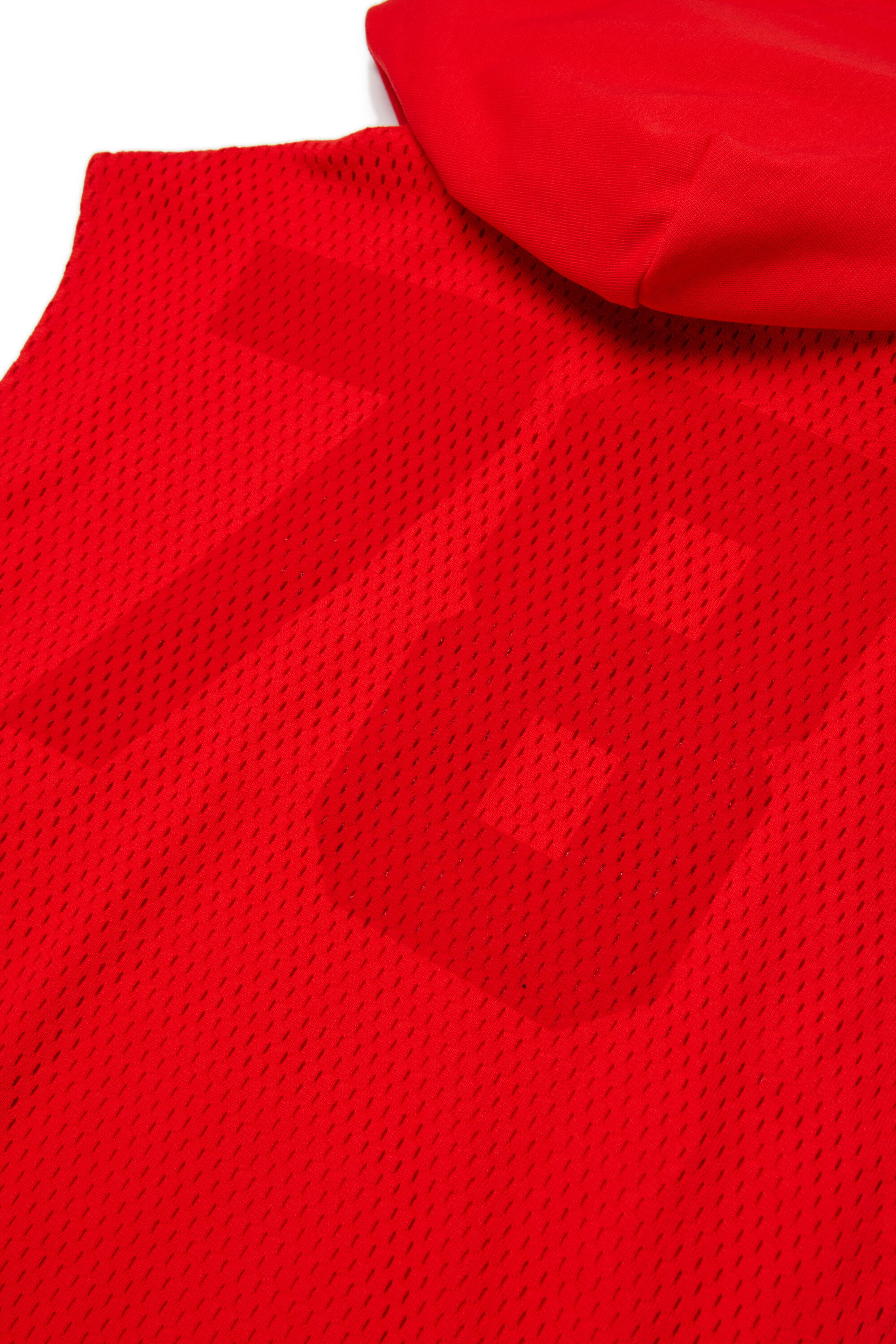 Diesel - SMESH OVER, Herren &Auml;rmelloses Kapuzenoberteil aus Baumwollmesh in Rot - 4