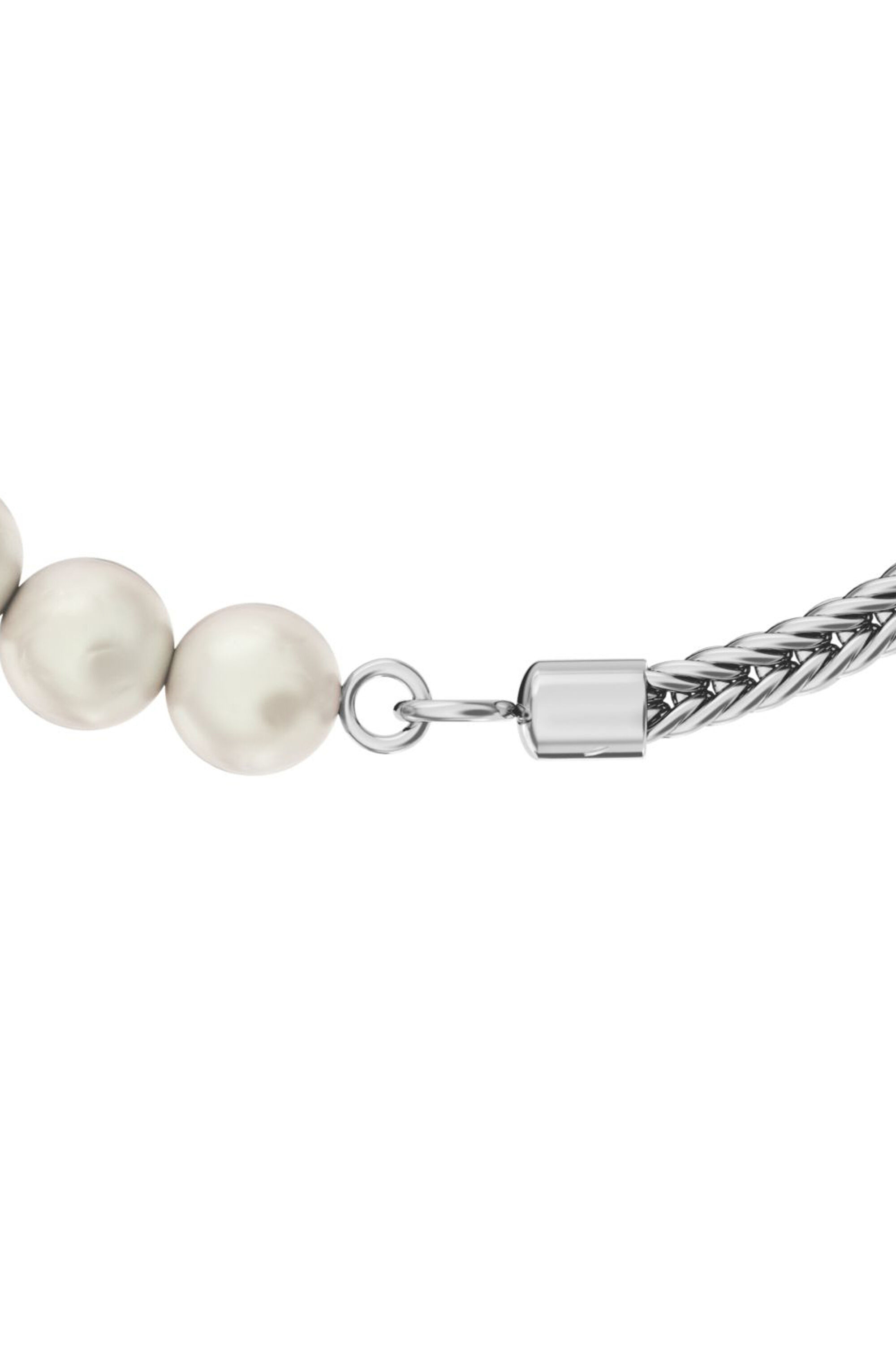 Diesel - DL1368040 STERLING SILVER JEWEL, Bracelet en argent sterling et perle Mixte in Gris argent&eacute; - 3
