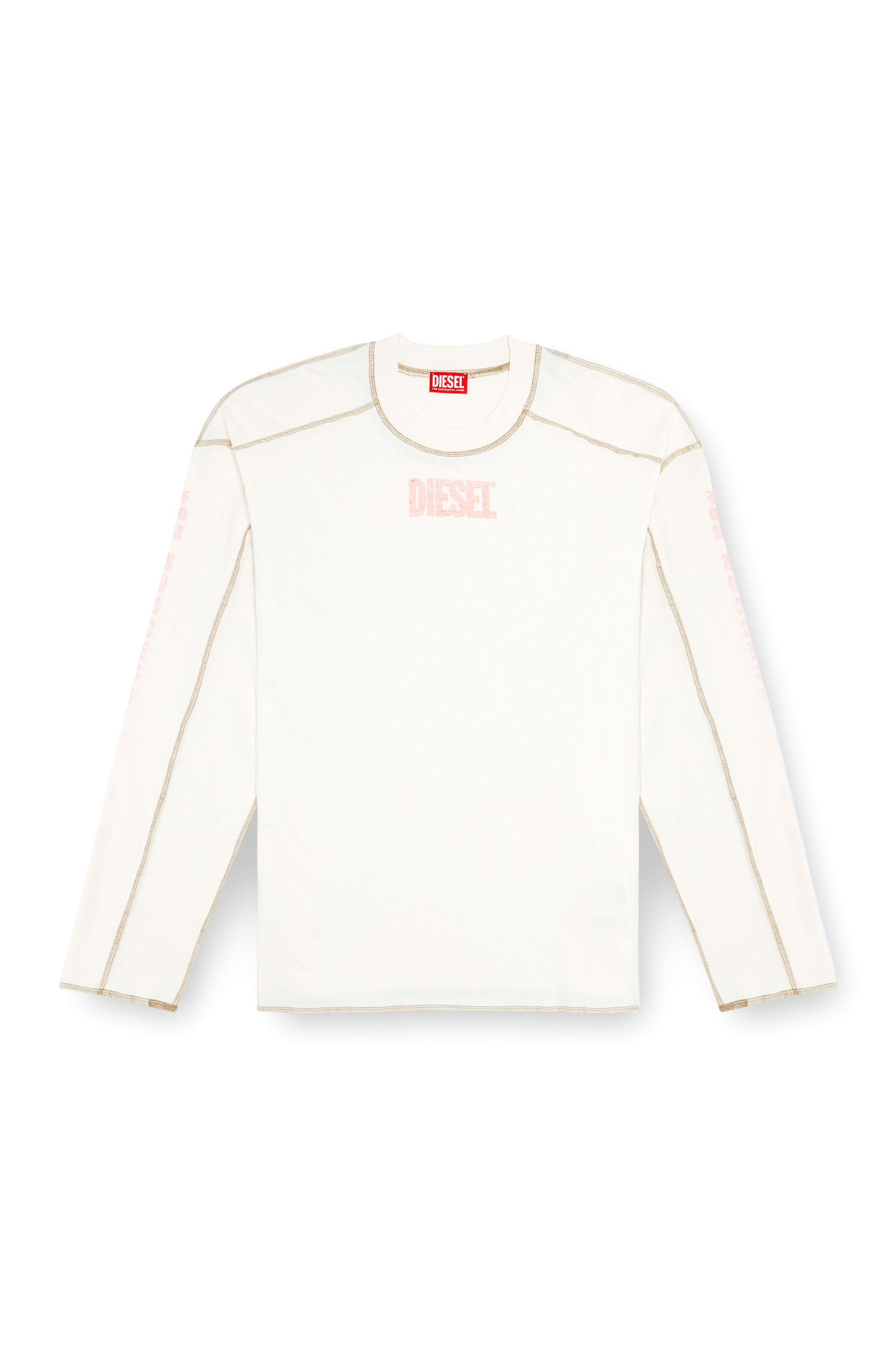 Diesel - T-CRAOR-LS, Uomo T-shirt a maniche lunghe con effetto inside-out in Bianco - Image 2