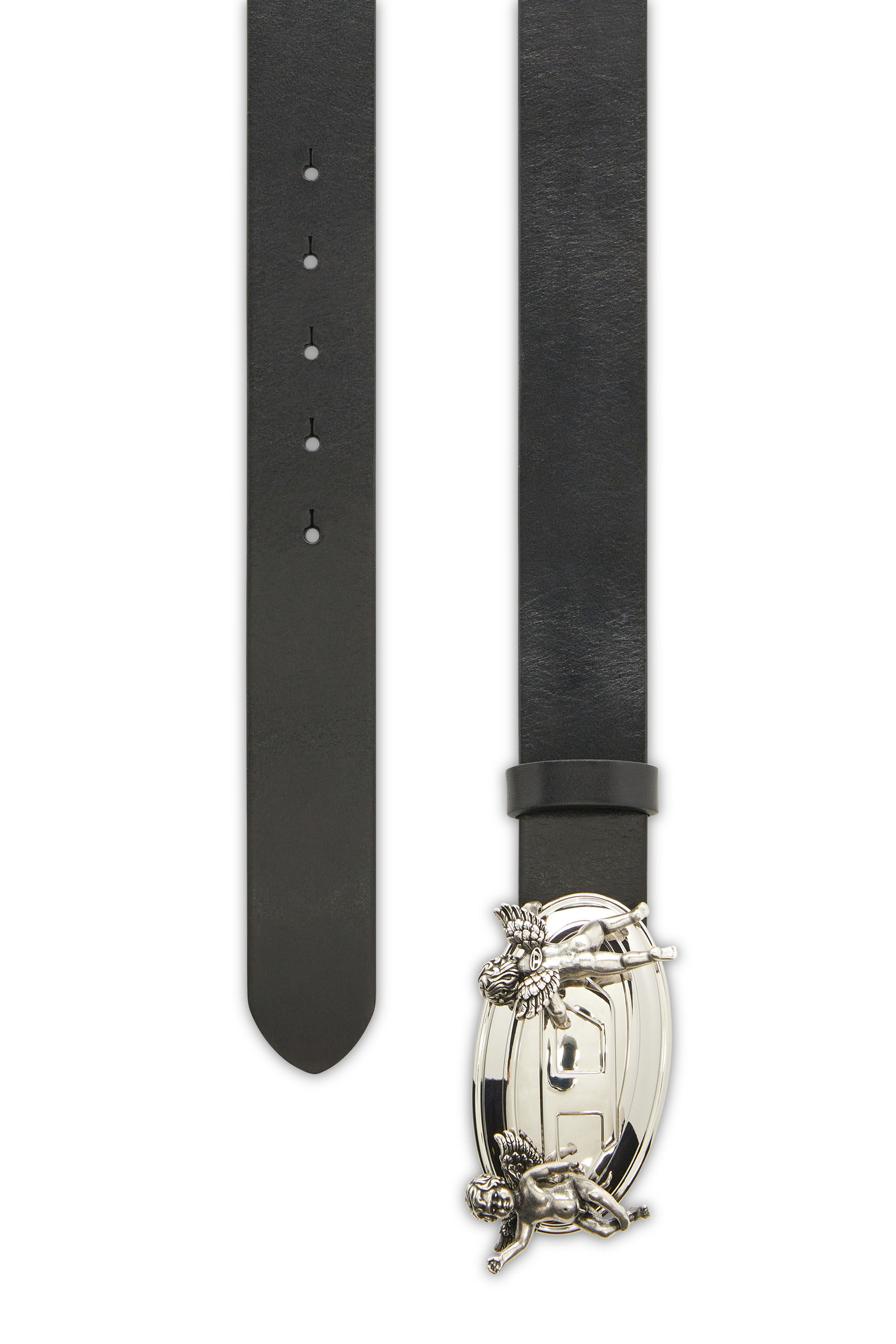 Diesel - B-OVAL ANGELS 35, Ceinture 3,5 cm en cuir  avec boucle Oval D ch&eacute;rubin Femme in Noir - 2