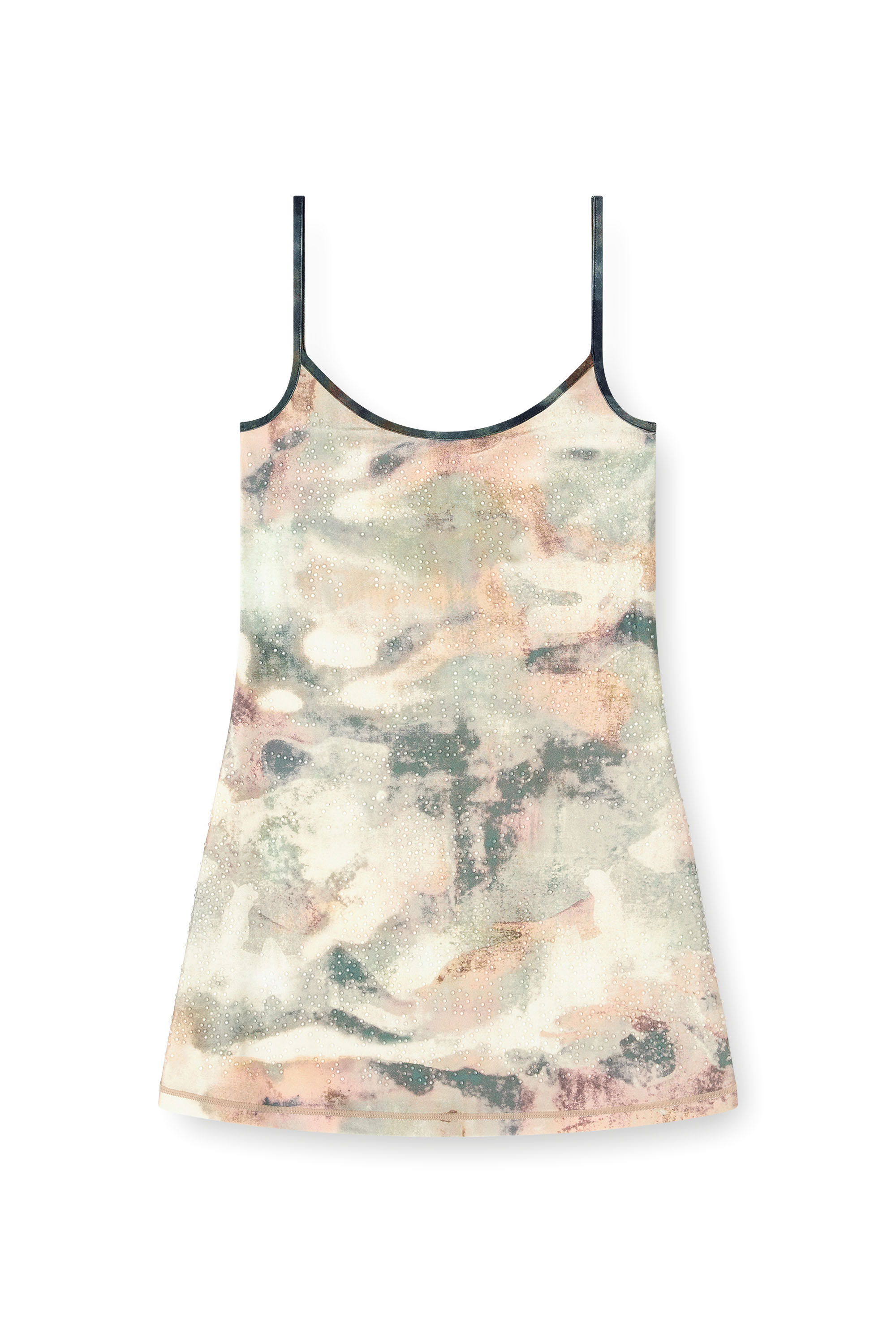 Diesel - D-LOOP, Damen Minikleid aus Nylon mit Allover-Camouflagemuster und Kristalldetails in null - 2