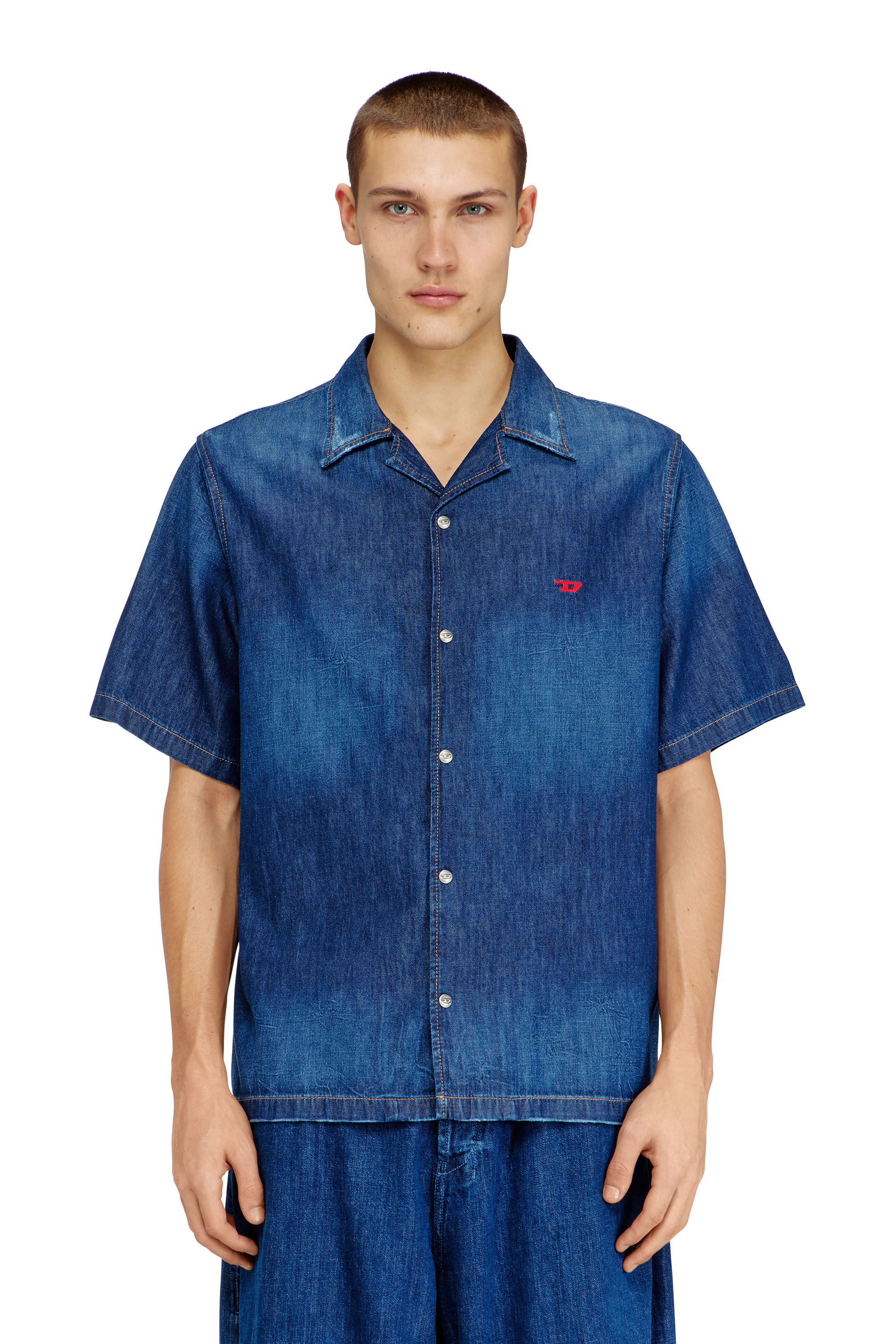 Diesel - D-NABIL-D, Chemise &agrave; manches courtes en denim Homme in Bleu - 3