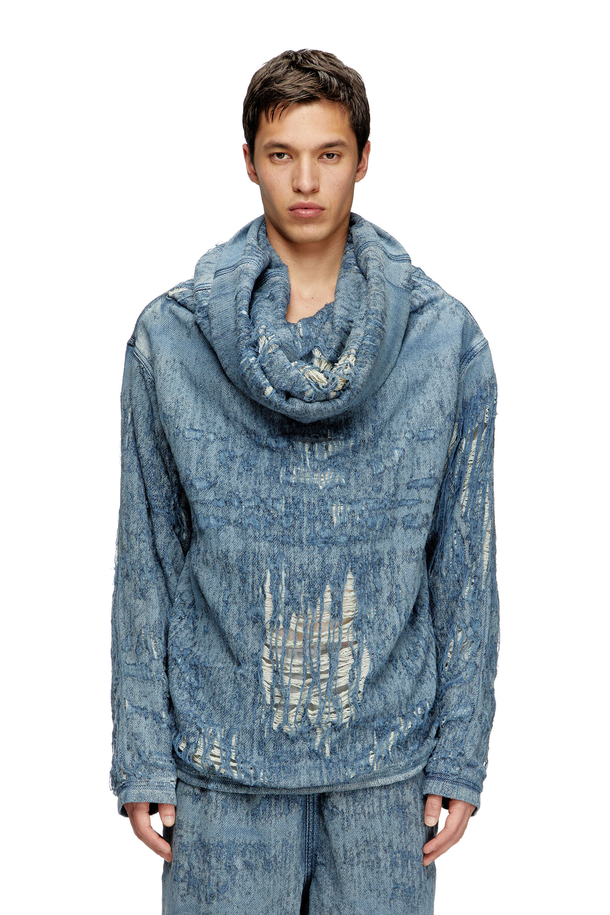 Diesel - D-UMBRIX-FSG, Maglia in denim jaquard ultra destroyed Uomo in Blu - 3