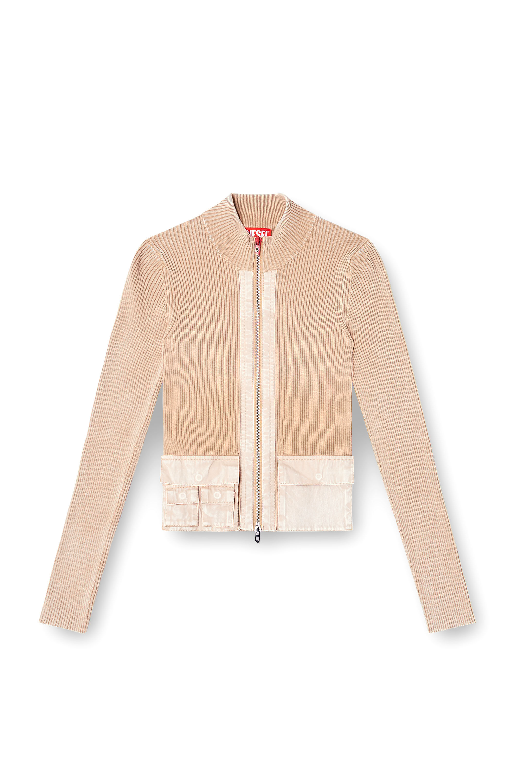Diesel - M-MELISSA, Woman's Zip-up cardigan with denim cargo pockets in null - 2