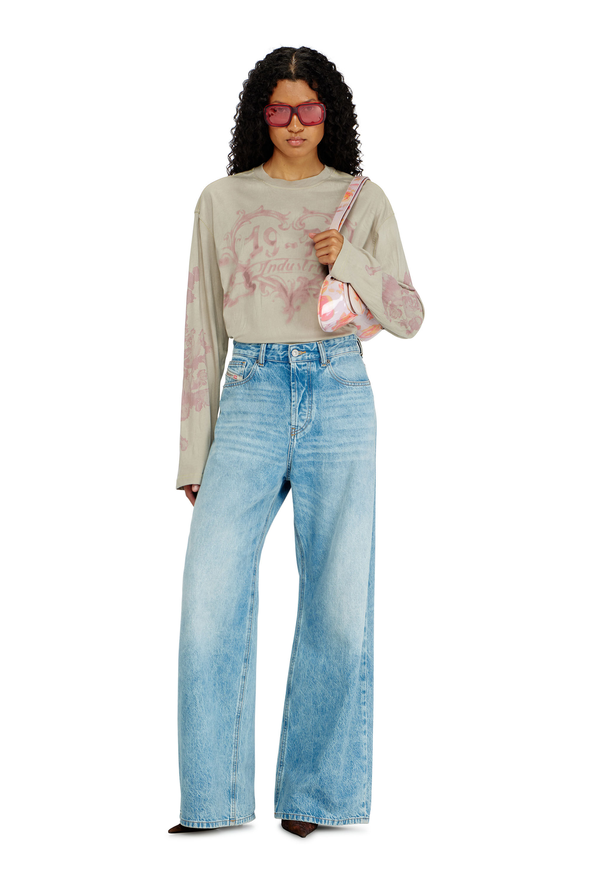 Diesel - T-HILARY-LS-AA1, Damen Langarmshirt aus Baumwolle mit Grafikprint in null - 1