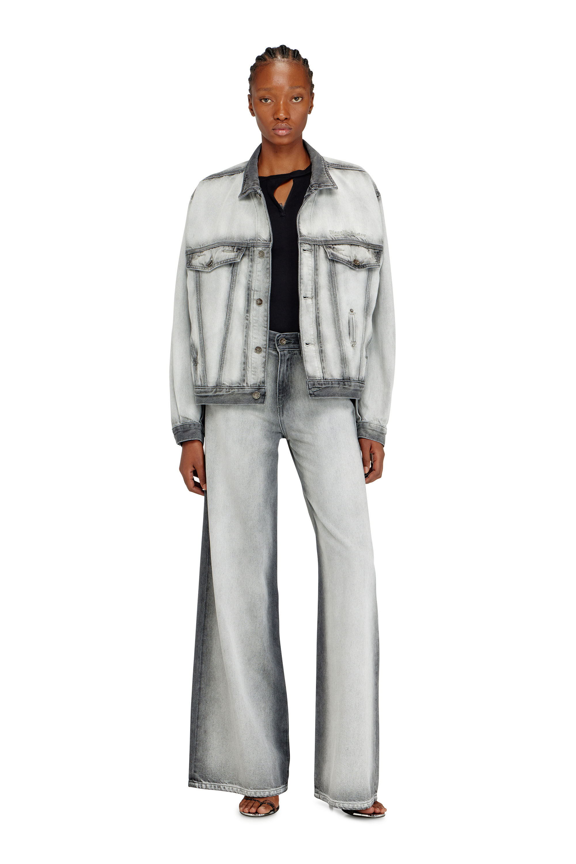 Diesel - D-DENVER-FSI, Unisex Trucker-Jacke aus Soft-Skeleton-Denim in Hellgrau - 2