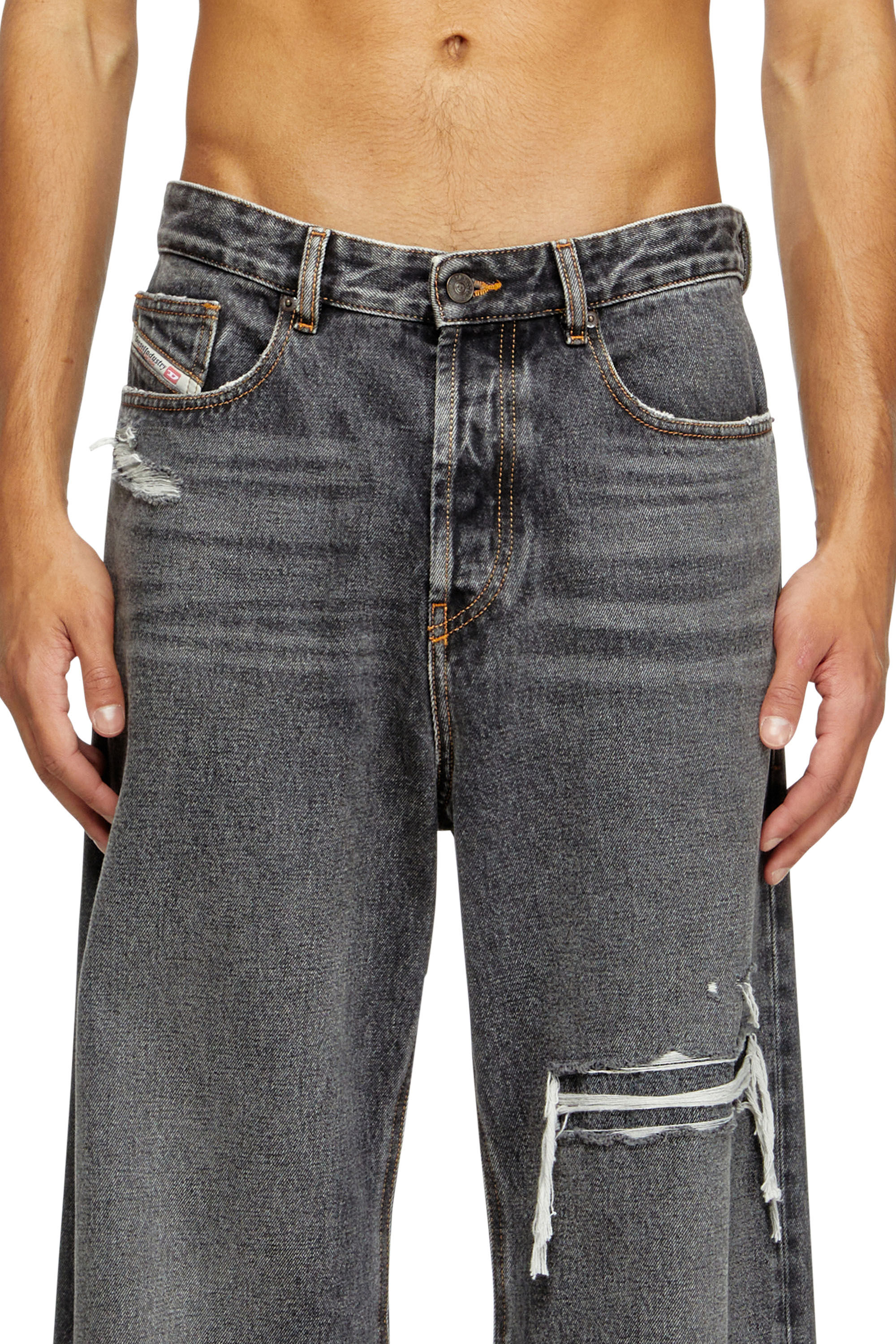 Diesel - Relaxed Jeans D-Rise 007F6 Uomo, Nero/Grigio scuro - Image 5