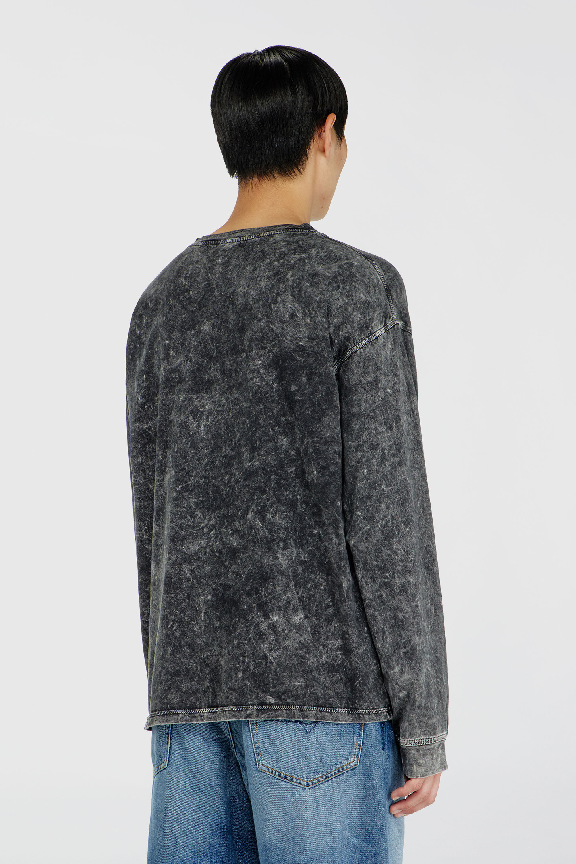Diesel - T-BOXT-LS-AA5, Herren Langarmshirt mit behandelten Effekt in Dunkelgrau - 4
