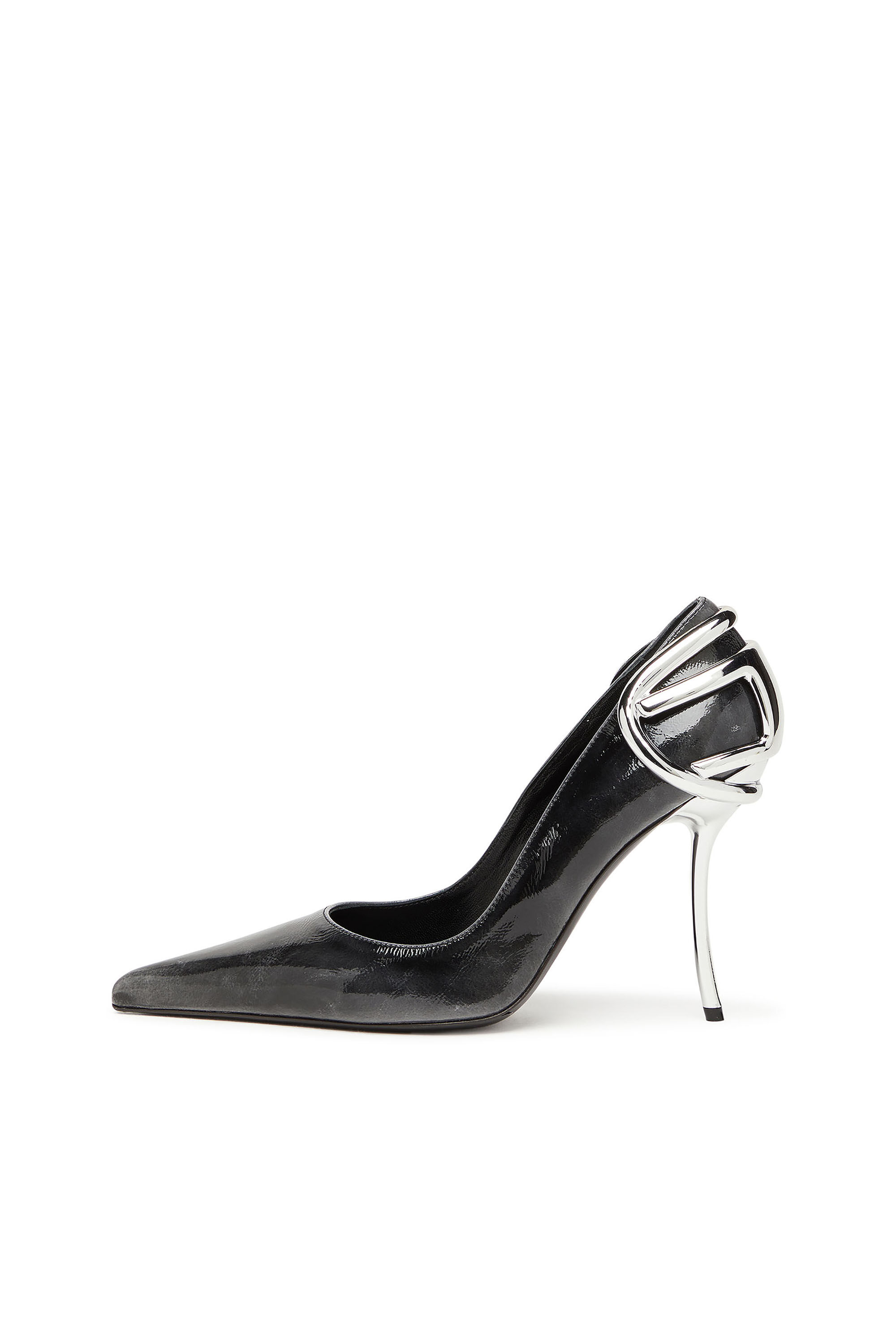 Diesel - D-TEN&HALF P, Escarpins en cuir verni effet pull-up Femme in Noir - 7