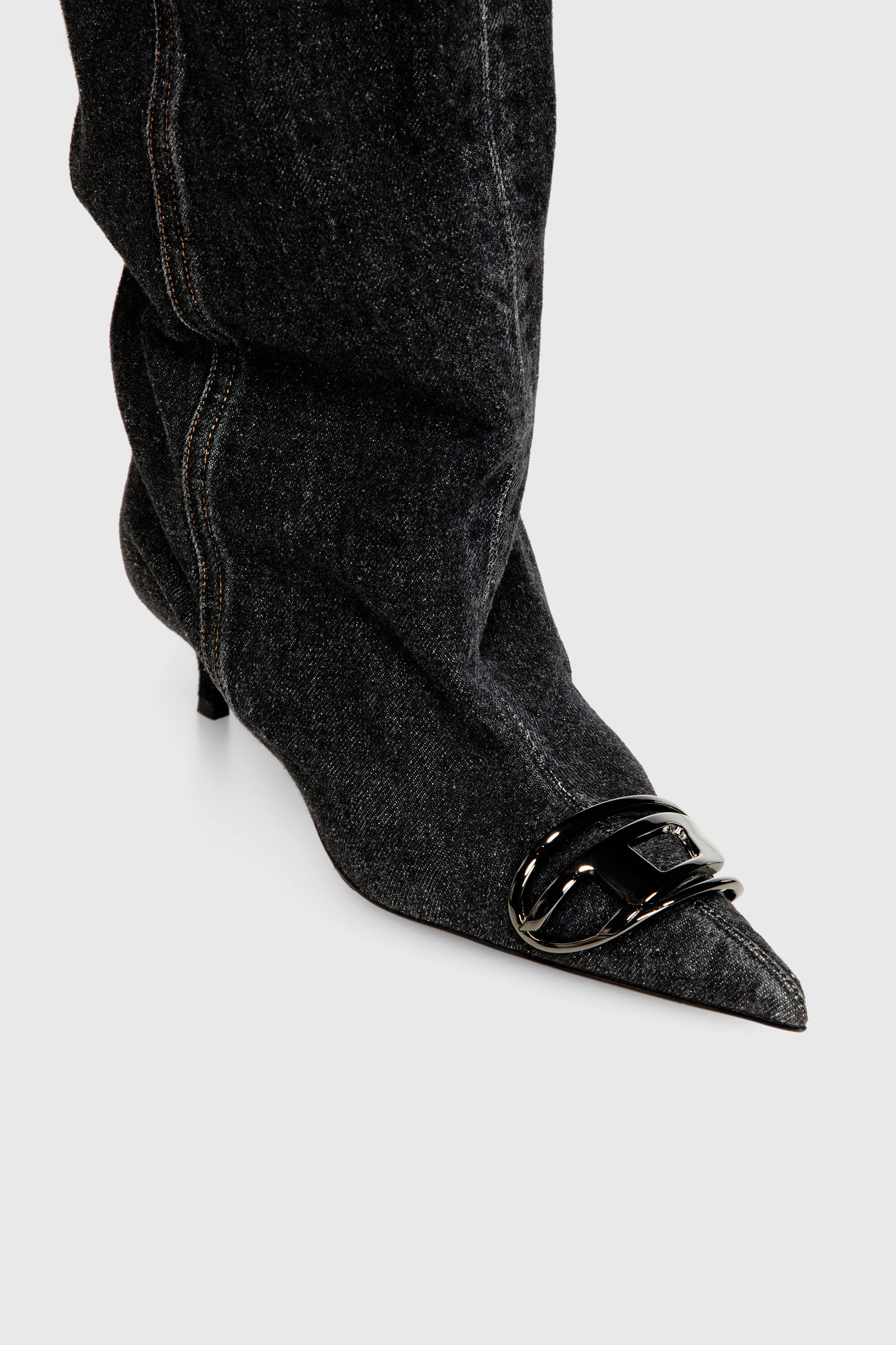 Diesel - D-VENUS KB SLOUCHY, Damen D-Venus - Stiefel mit weitem Schaft aus Denim, knielang in Schwarz - 4