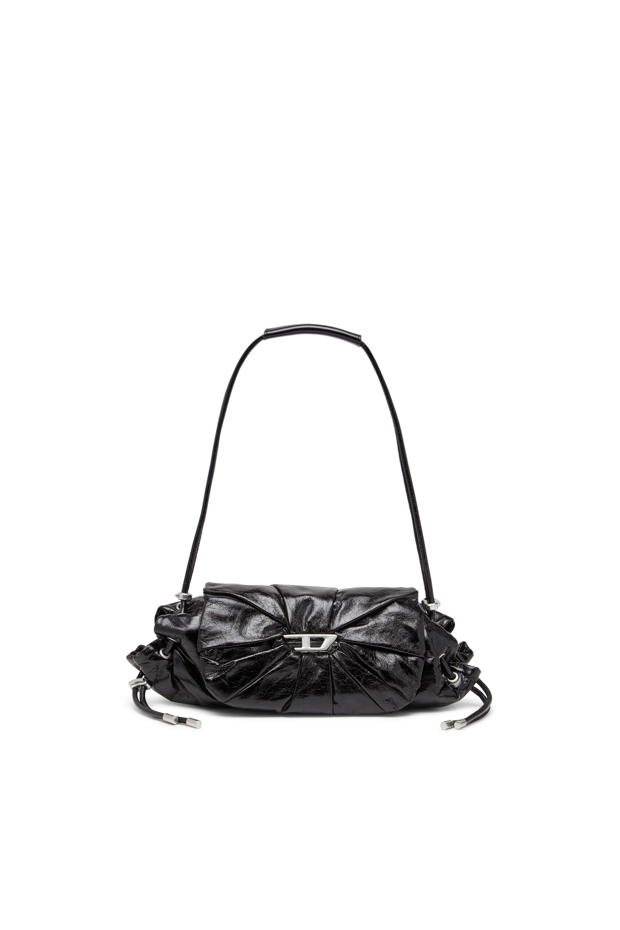 Diesel - SCRUNCH-D SHOULDER S, Damen Scrunch-D S-Schultertasche aus Knitter-Leder in Schwarz - 1