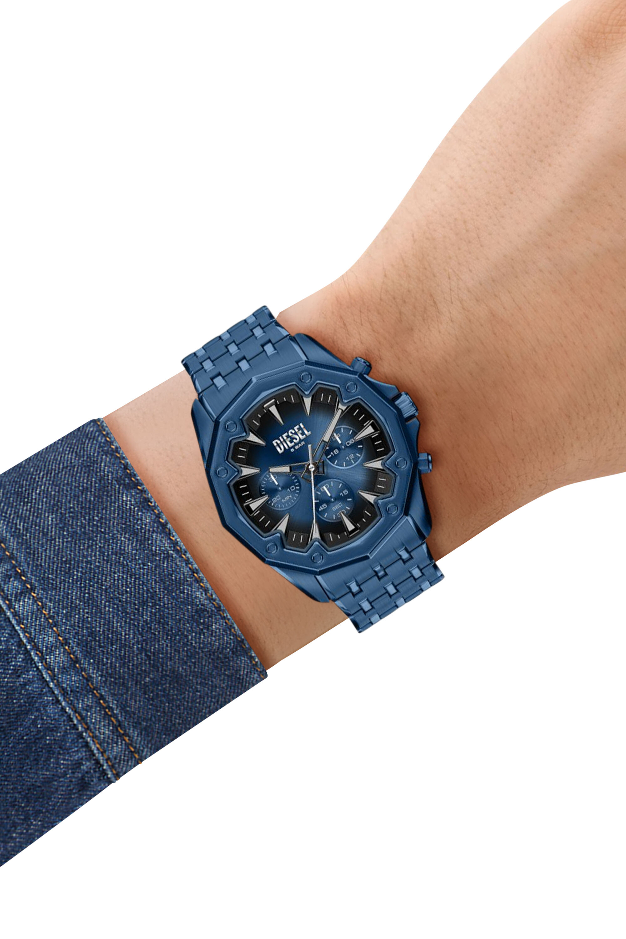 Diesel - DZ4705 WATCH, Montre Stinger en acier inoxydable bleu Homme in Bleu - 8