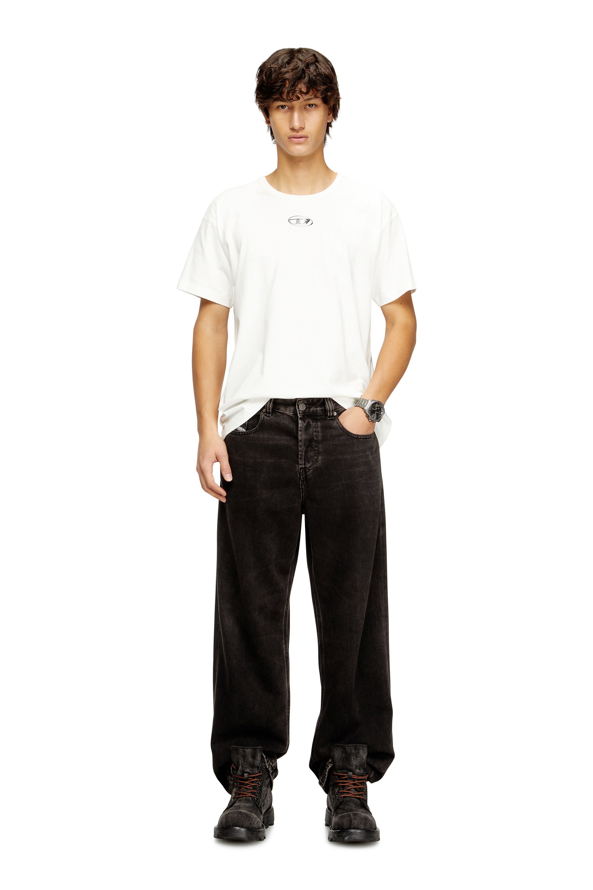 Diesel - T-NORM-IOD, T-shirt en coton léger avec logo Ovale D métallisé Homme in ToBeDefined - 1